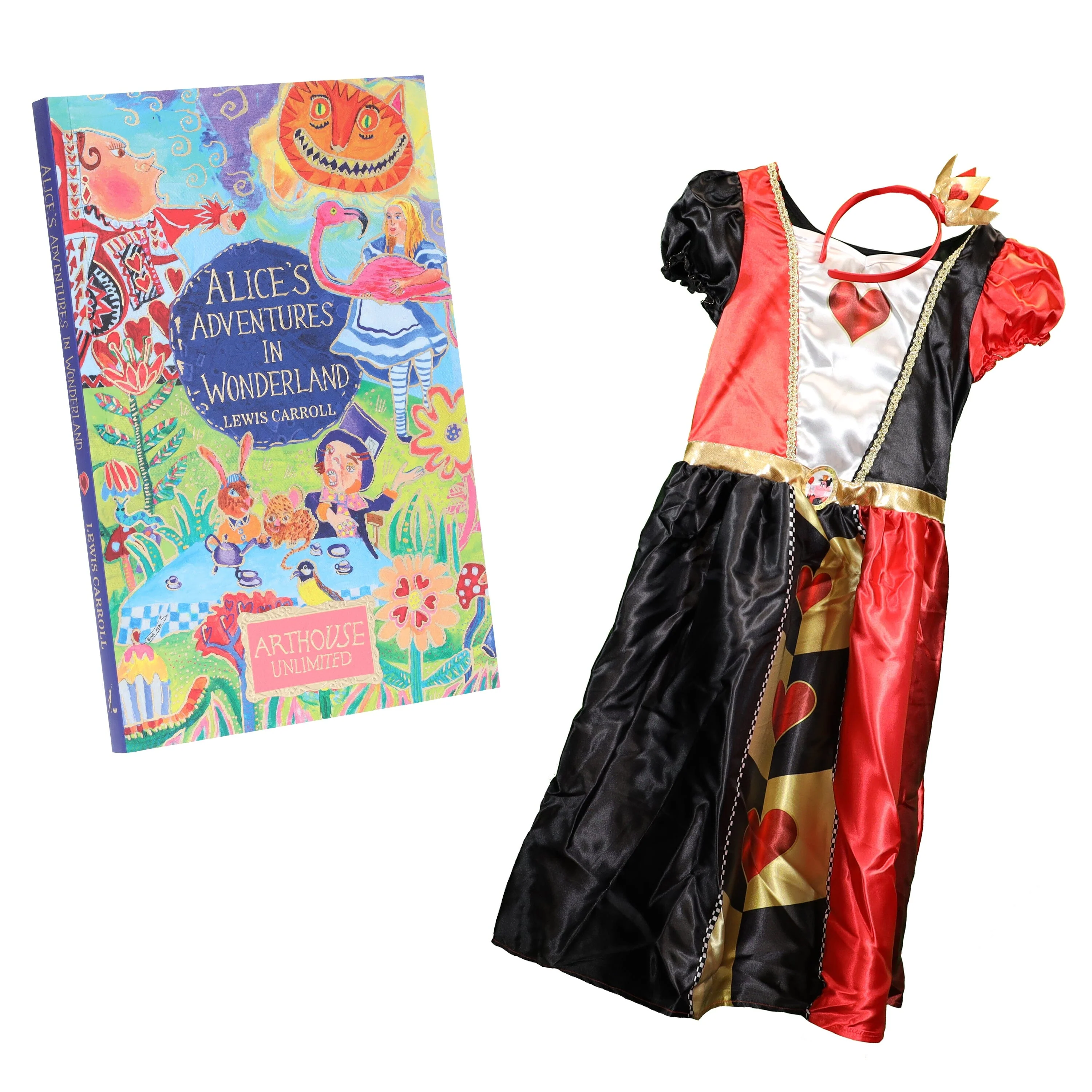 Alice's Adventures in Wonderland Book by Lewis Carroll With Alice in Wonderland Queen of Hearts Fancy Dress for Kids - Image 7