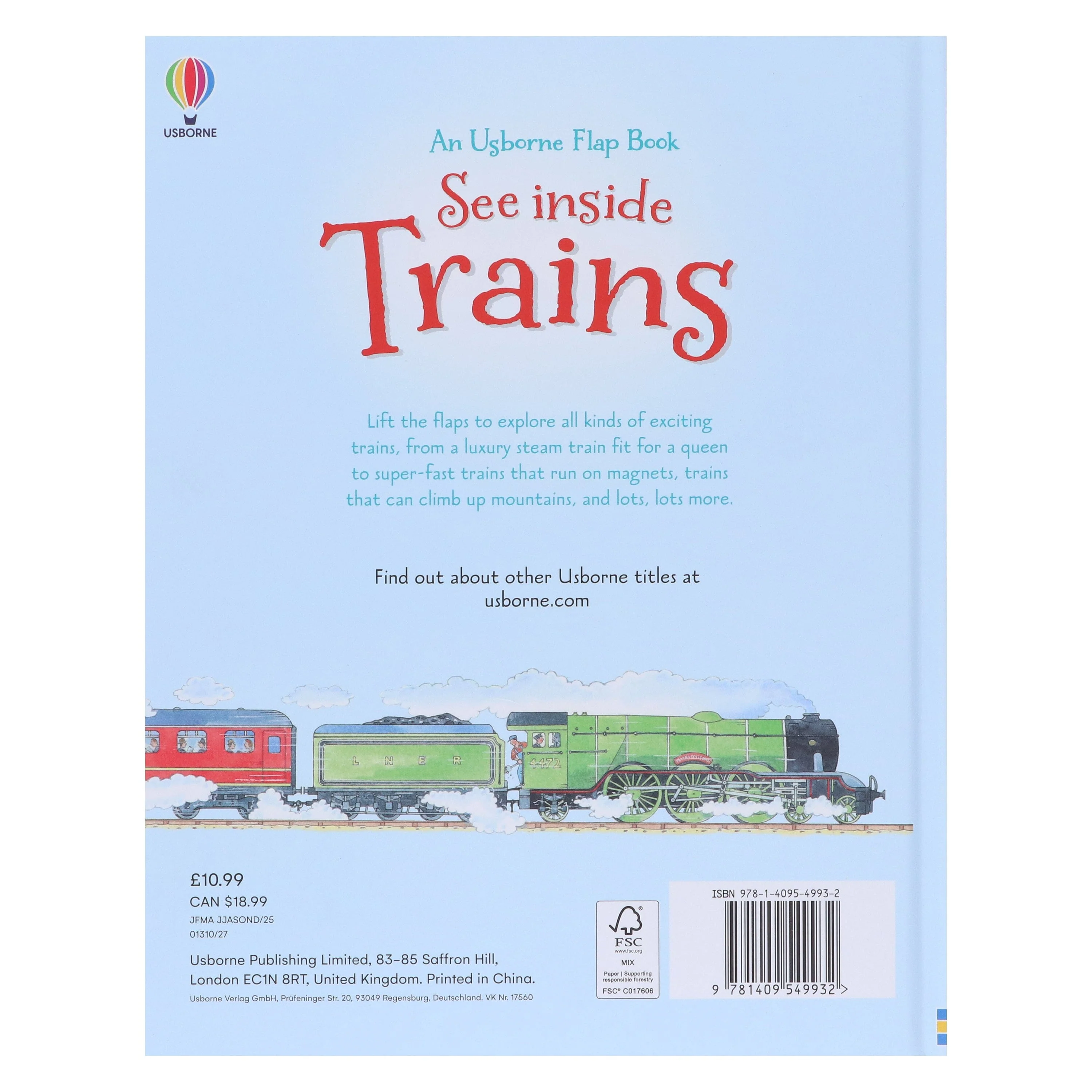 An Usborne Flap Book Series See Inside Trains by Emily Bone & Colin King Ages 6+ - Board Book - Image 3