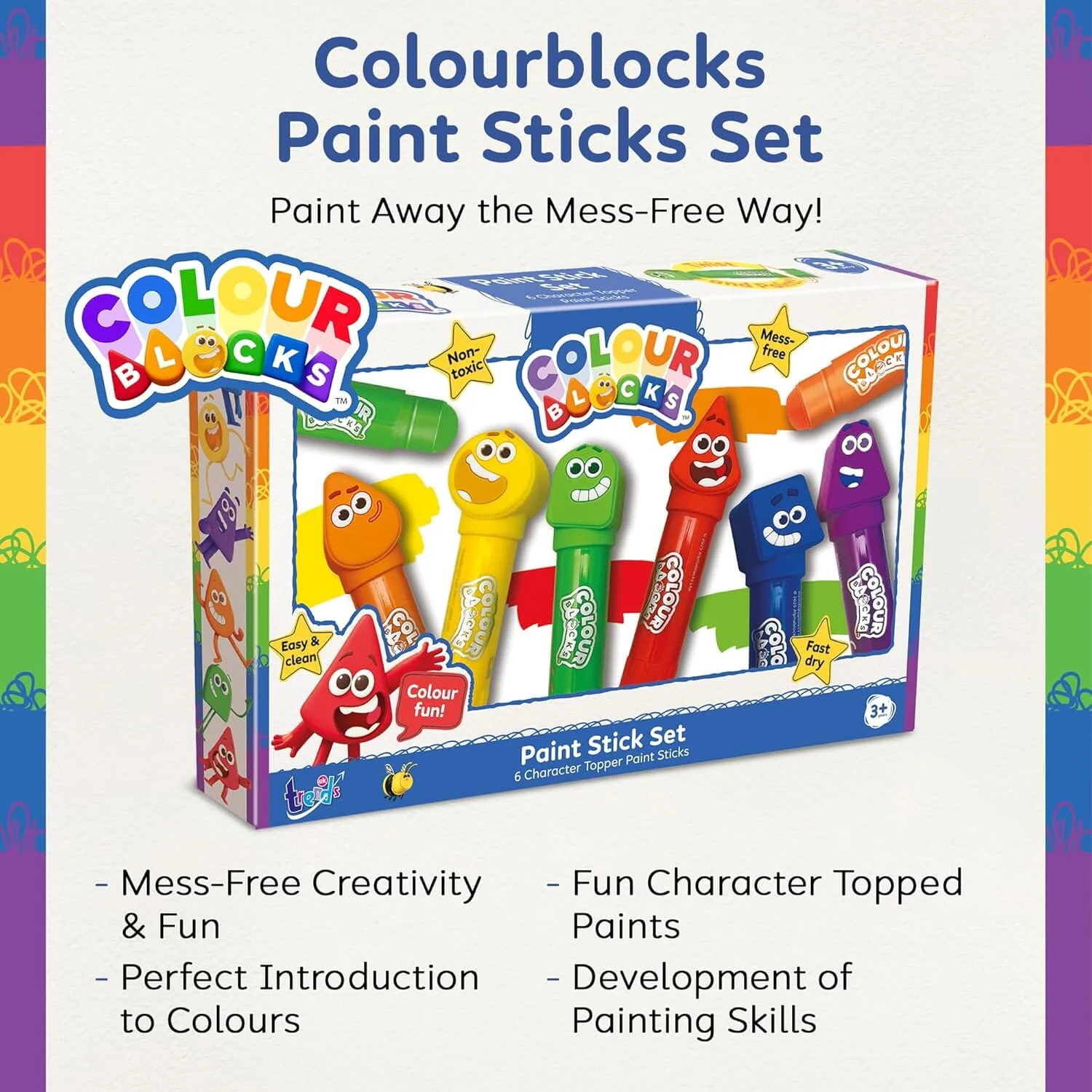 Colour Blocks Paint Sticks For Kids With 6 Character Topper Paint Sticks - Ages 3+ - Educational Toy - Image 2
