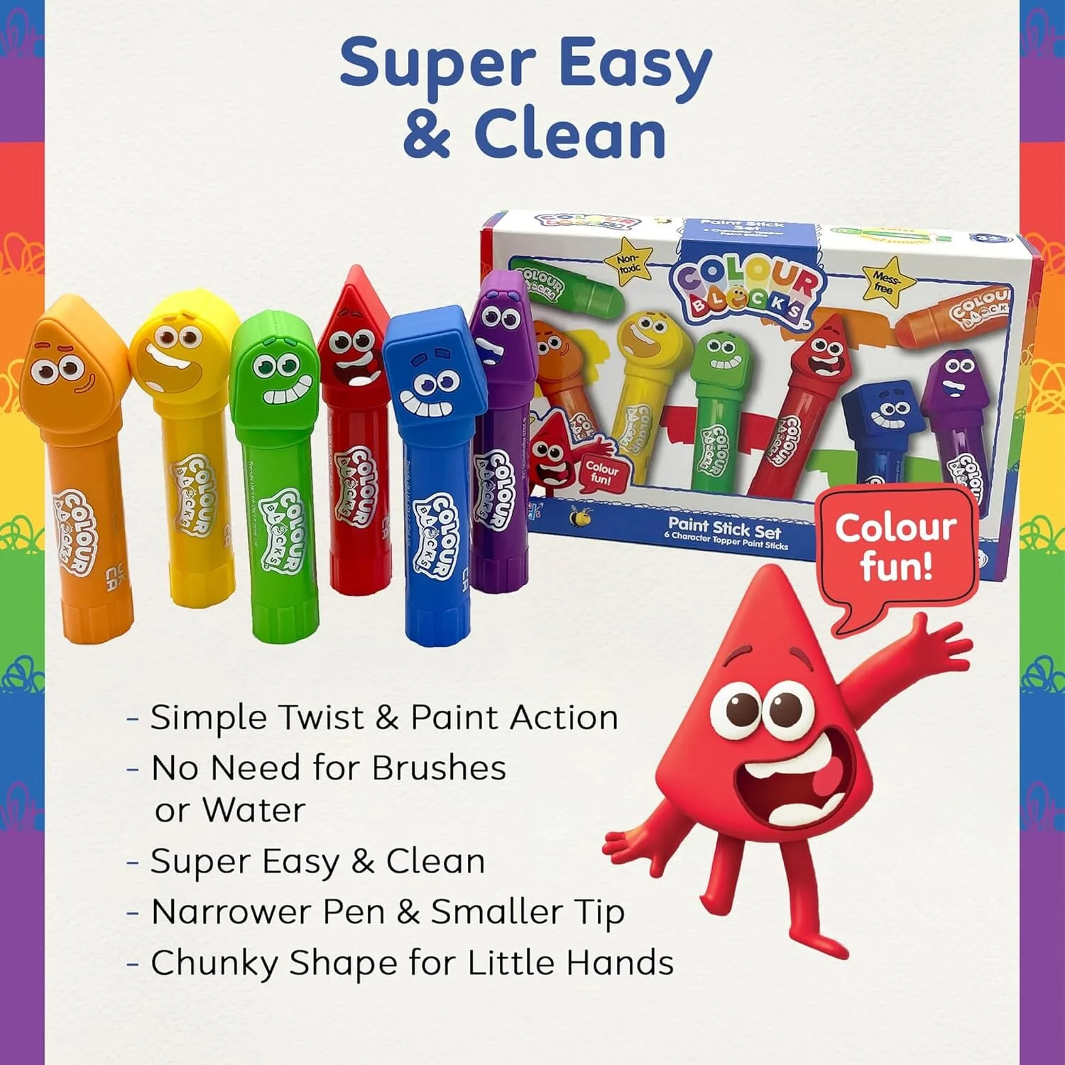 Colour Blocks Paint Sticks For Kids With 6 Character Topper Paint Sticks - Ages 3+ - Educational Toy - Image 3