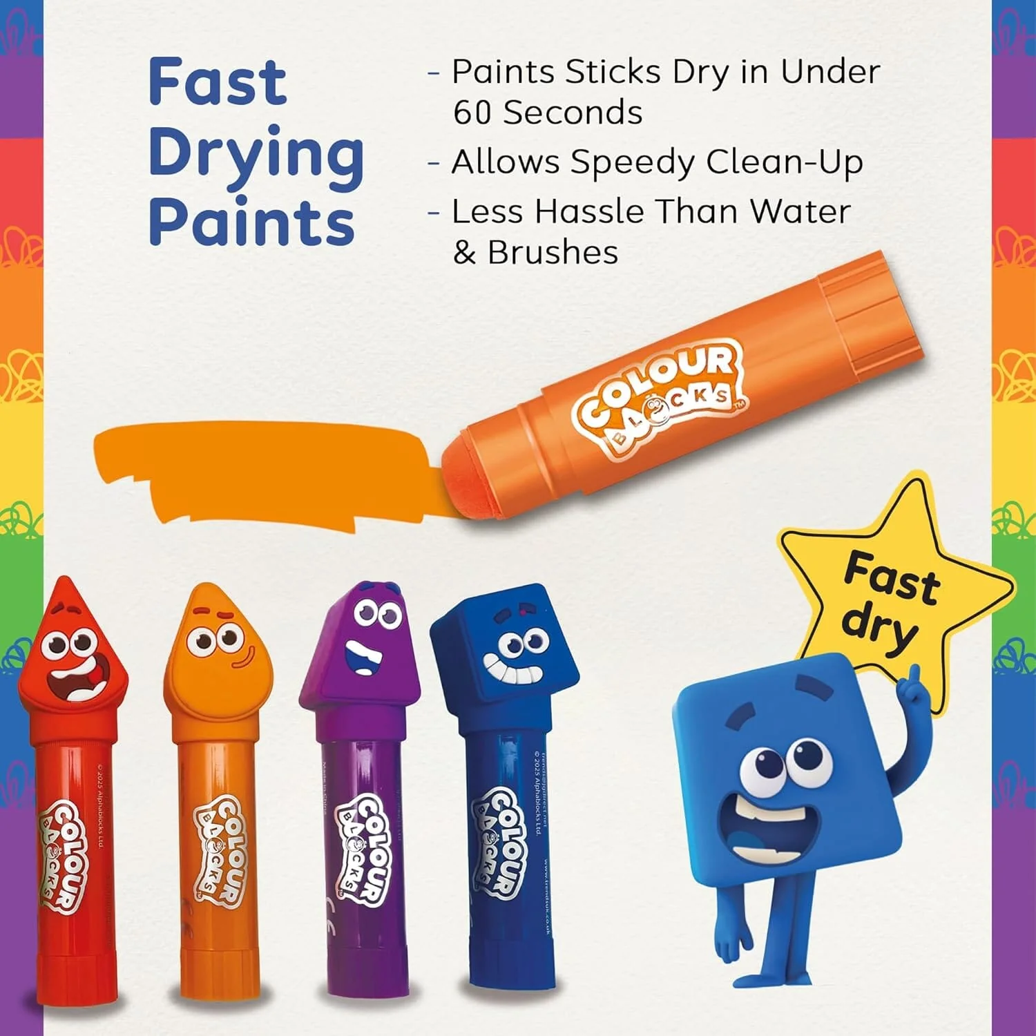 Colour Blocks Paint Sticks For Kids With 6 Character Topper Paint Sticks - Ages 3+ - Educational Toy - Image 5