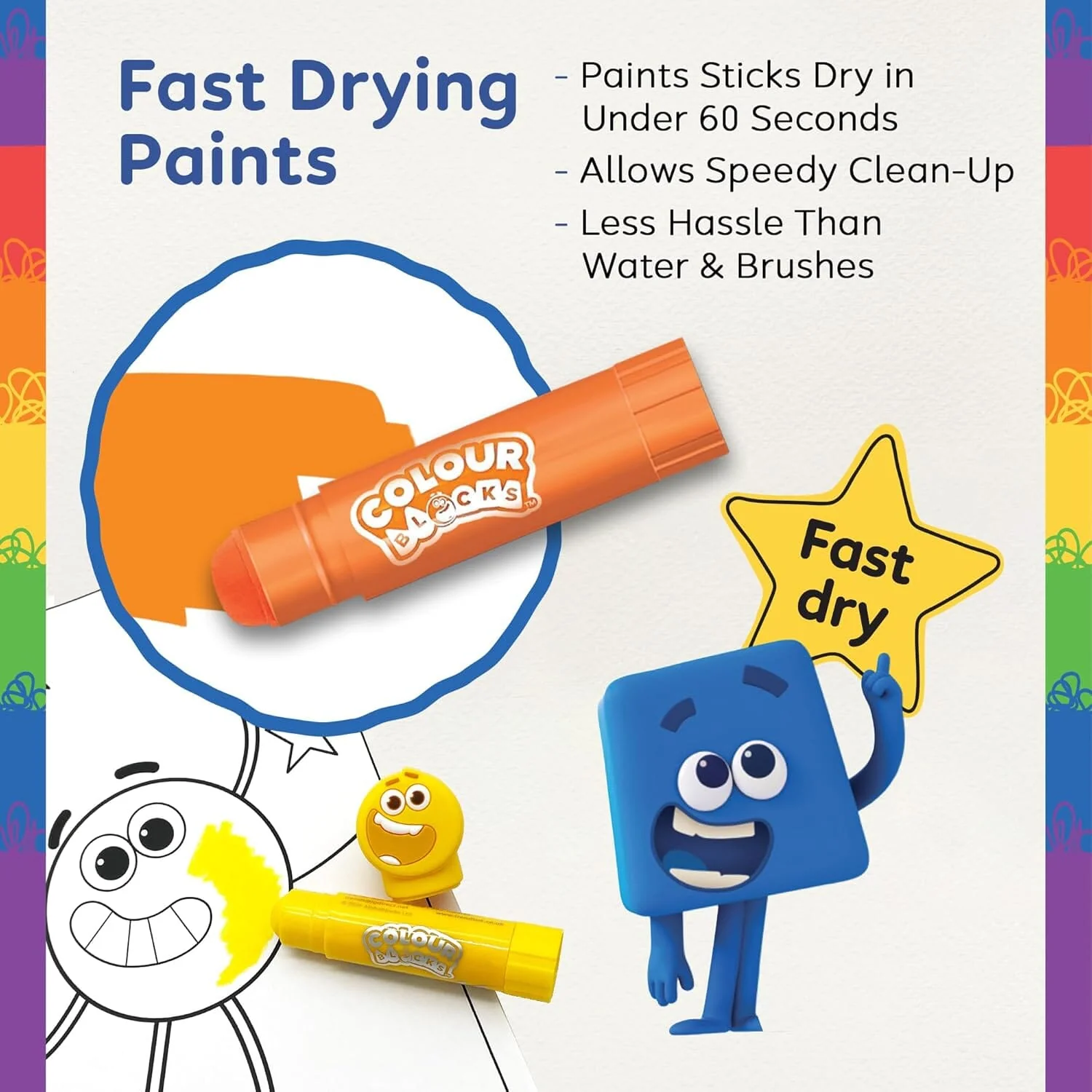 Colour Blocks: Stamp, Colour & Stick Fun Pack: Self-Inking Stampers, Paint Sticks, Stamper Roller, Activity Book & Stickers - Ages 3+ - Educational Toy - Image 3