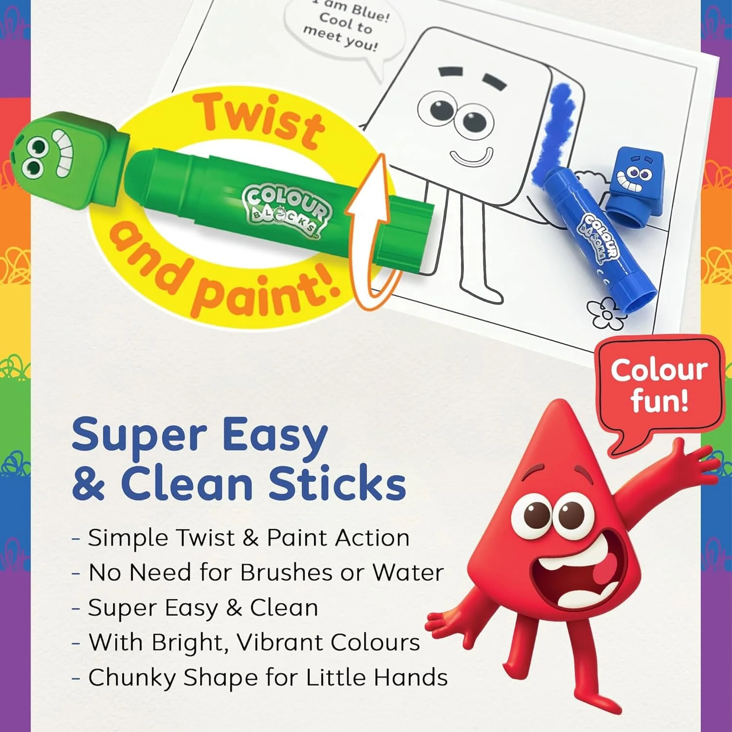 Colour Blocks: Stamp, Colour & Stick Fun Pack: Self-Inking Stampers, Paint Sticks, Stamper Roller, Activity Book & Stickers - Ages 3+ - Educational Toy - Image 4