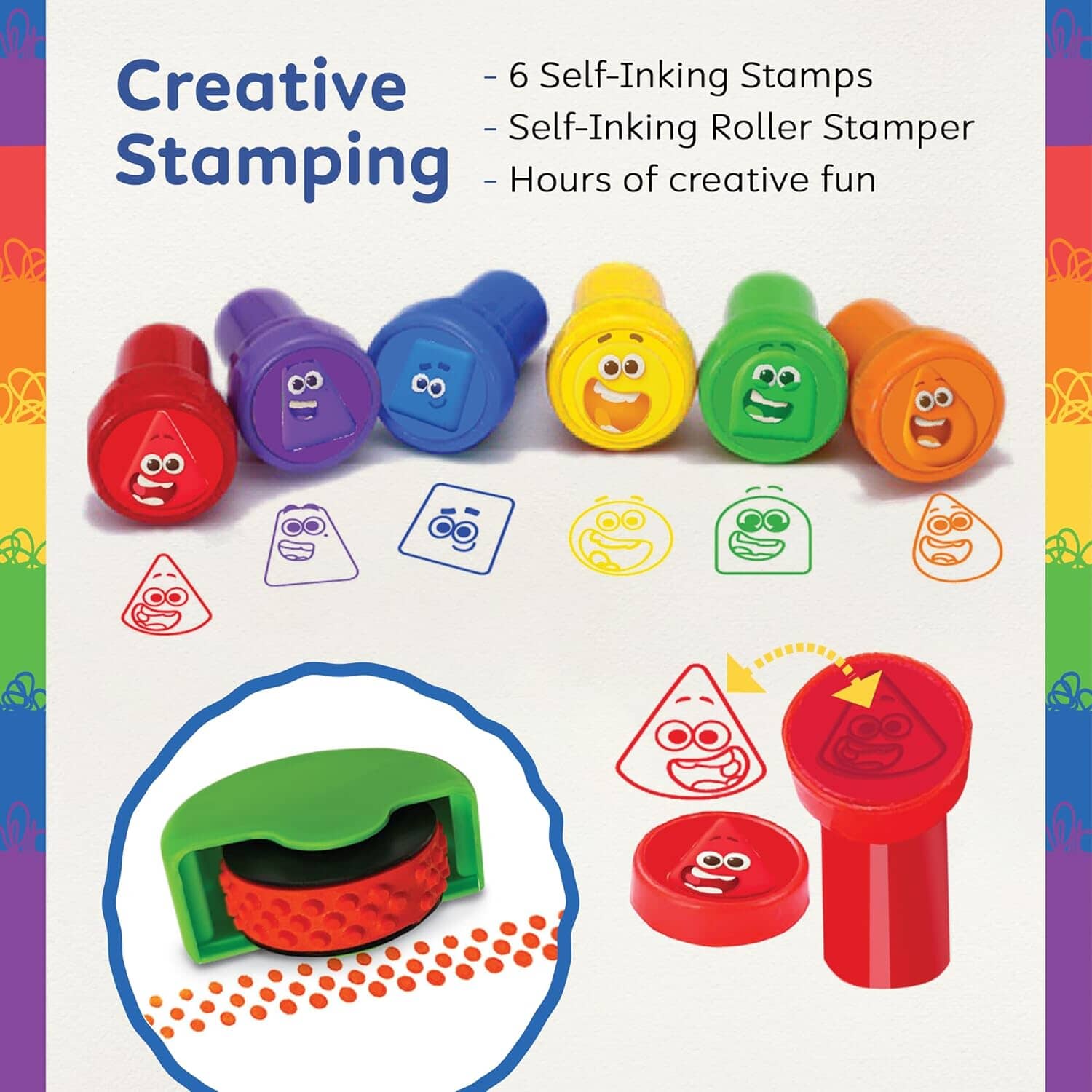 Colour Blocks: Stamp, Colour & Stick Fun Pack: Self-Inking Stampers, Paint Sticks, Stamper Roller, Activity Book & Stickers - Ages 3+ - Educational Toy - Image 5