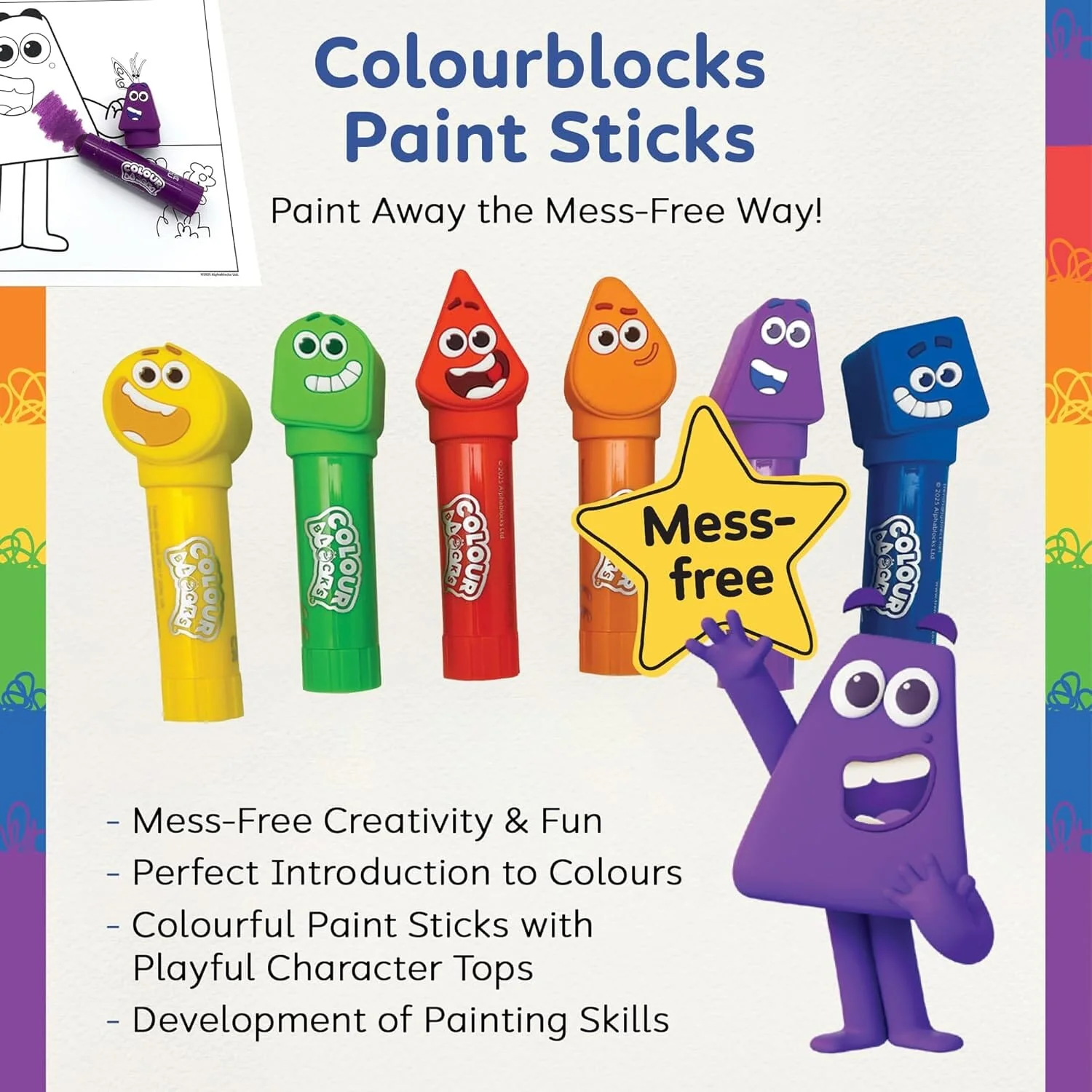 Colour Blocks: Stamp, Colour & Stick Fun Pack: Self-Inking Stampers, Paint Sticks, Stamper Roller, Activity Book & Stickers - Ages 3+ - Educational Toy - Image 6