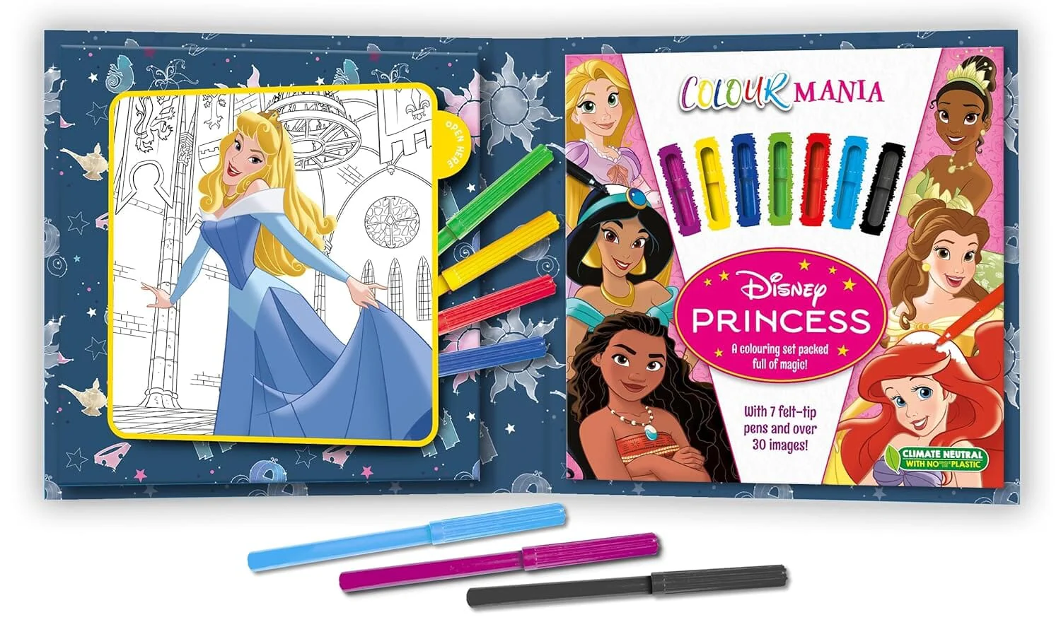 Disney Princess: Colourmania: A Colouring Set Packed full of magic with 7 felt-tip pens and over 30 images! - Ages 7-11 - Paperback - Image 2