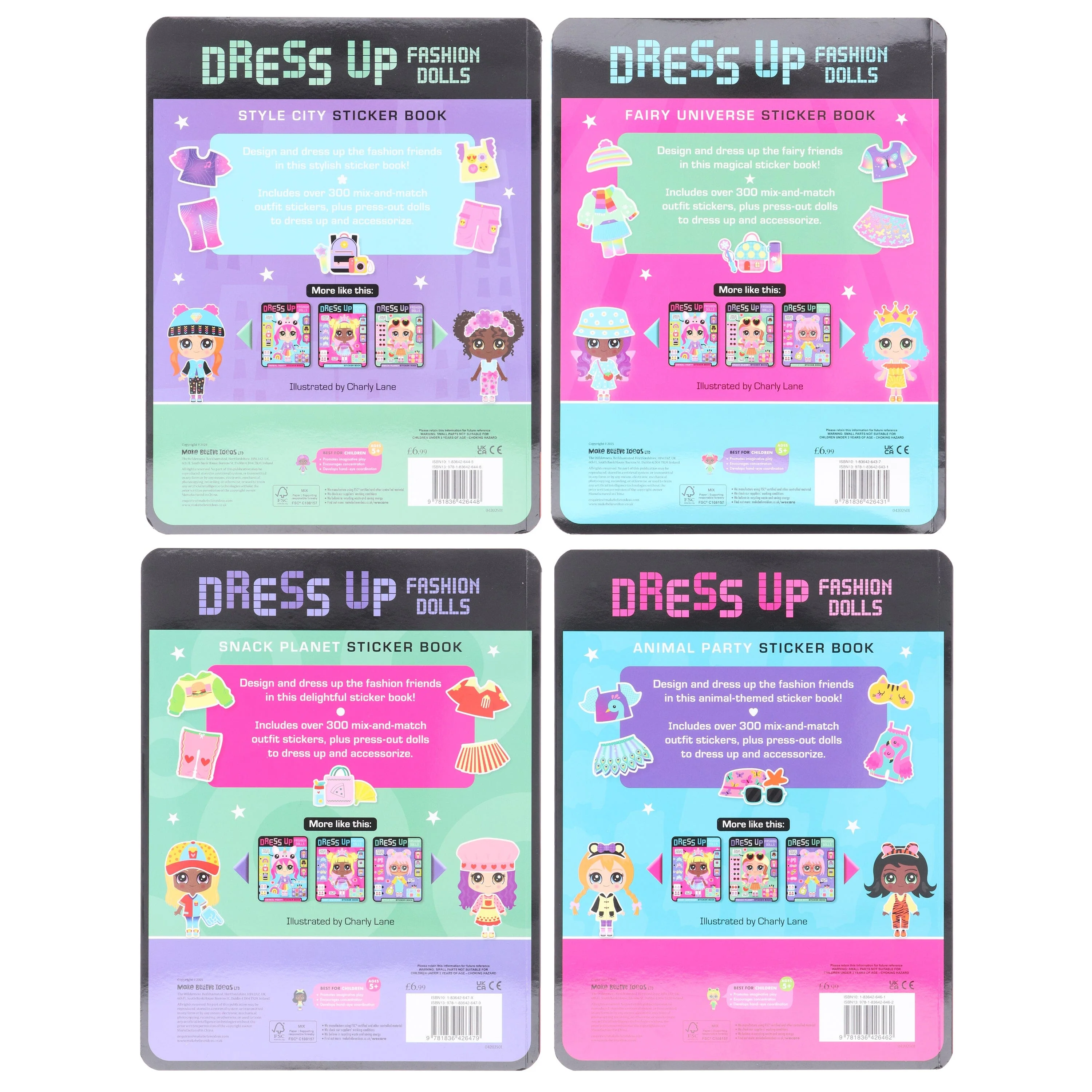 Dress Up Fashion Dolls Collection by Sophie Collingwood Illustrated 4 Sticker Activity Books Set - Ages 5+ - Paperback - Image 3