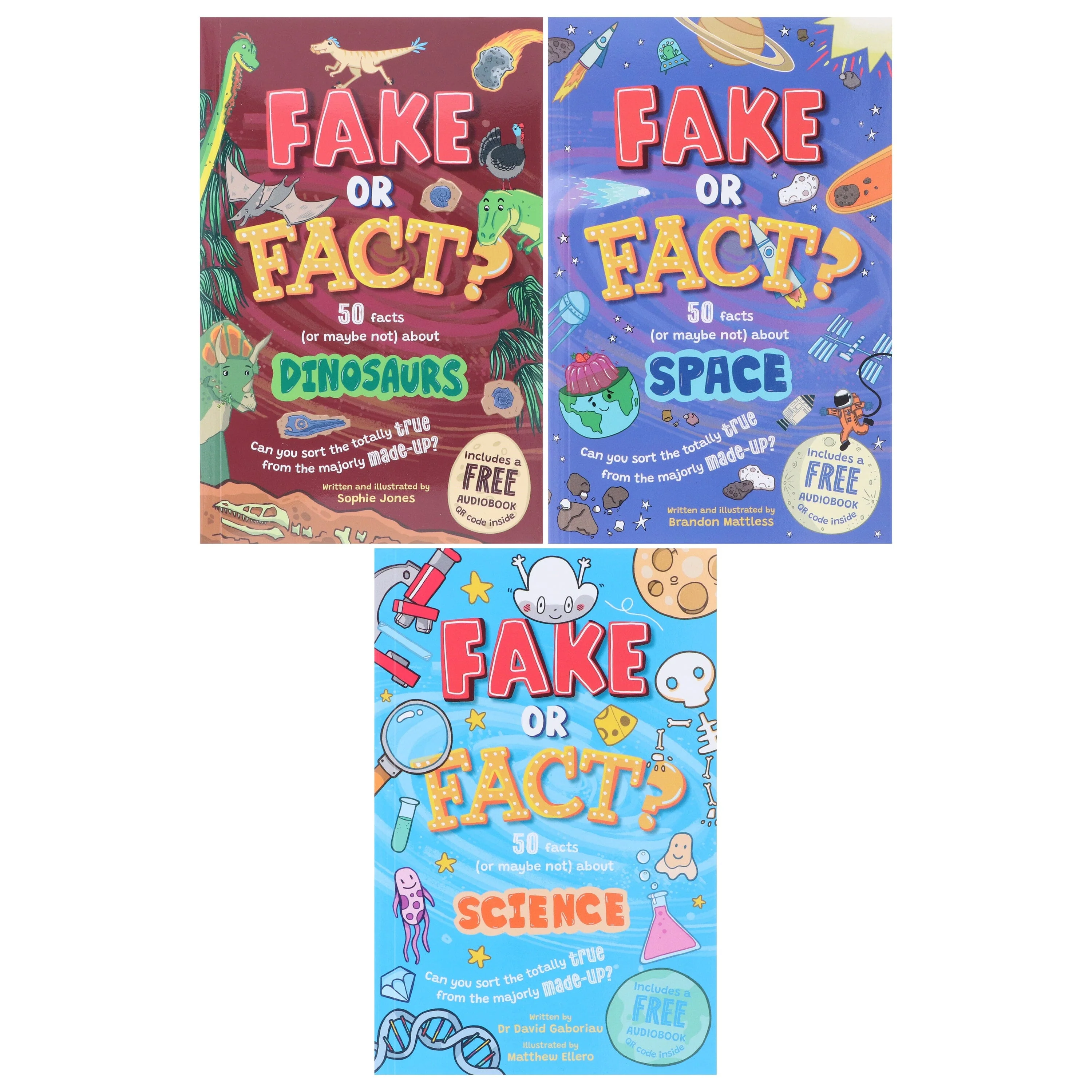 Fake or Fact? Series About (Dinosaurs, Space & Science) Illustrated 3 Books Collection Set (Includes a Free Audiobook!) - Ages 7-9 - Paperback - Image 2