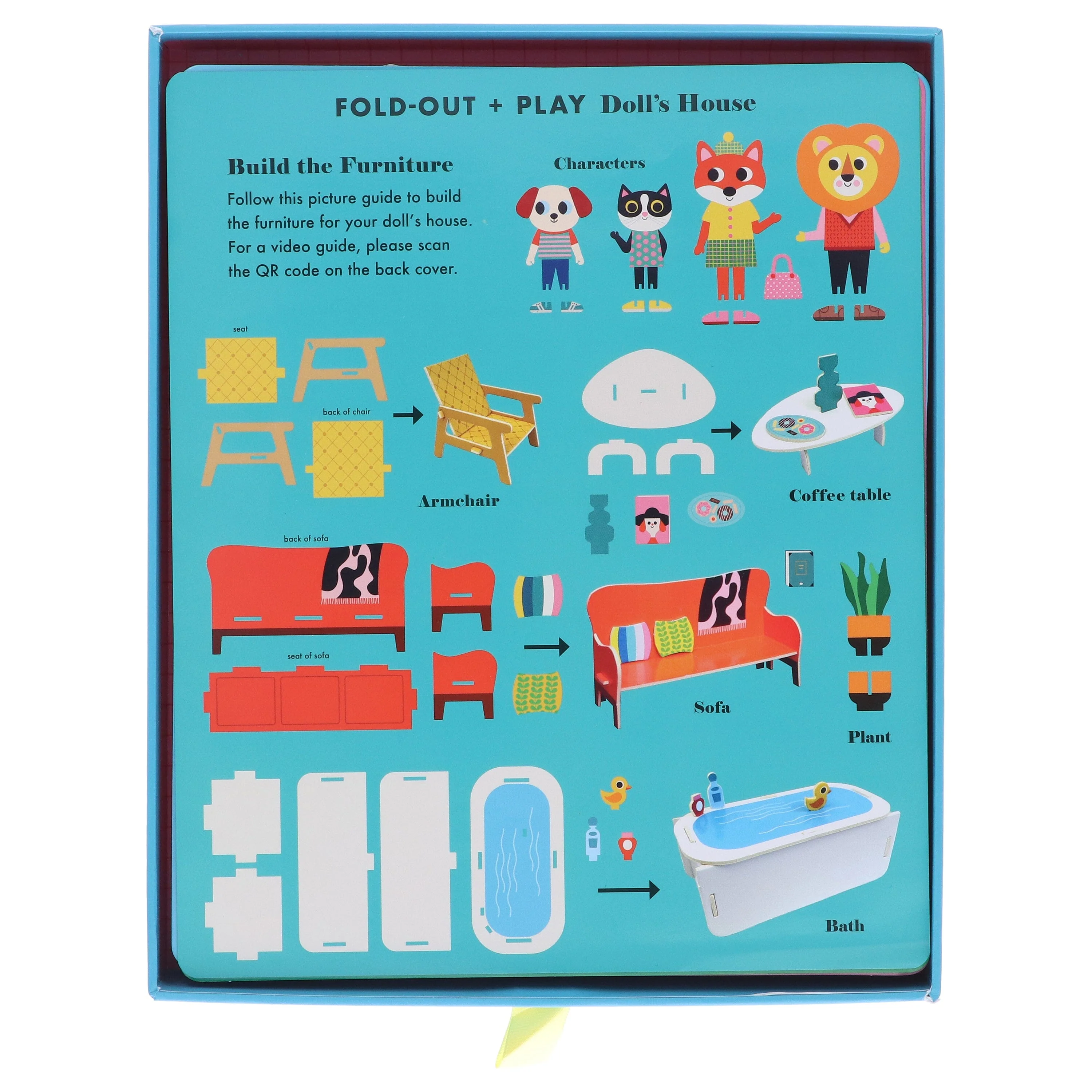 Fold-Out + Play: Doll's House: Build your own 3D house with interactive play pieces and stickers by Ingela P Arrhenius - Ages 4-7 - Board Book - Image 11