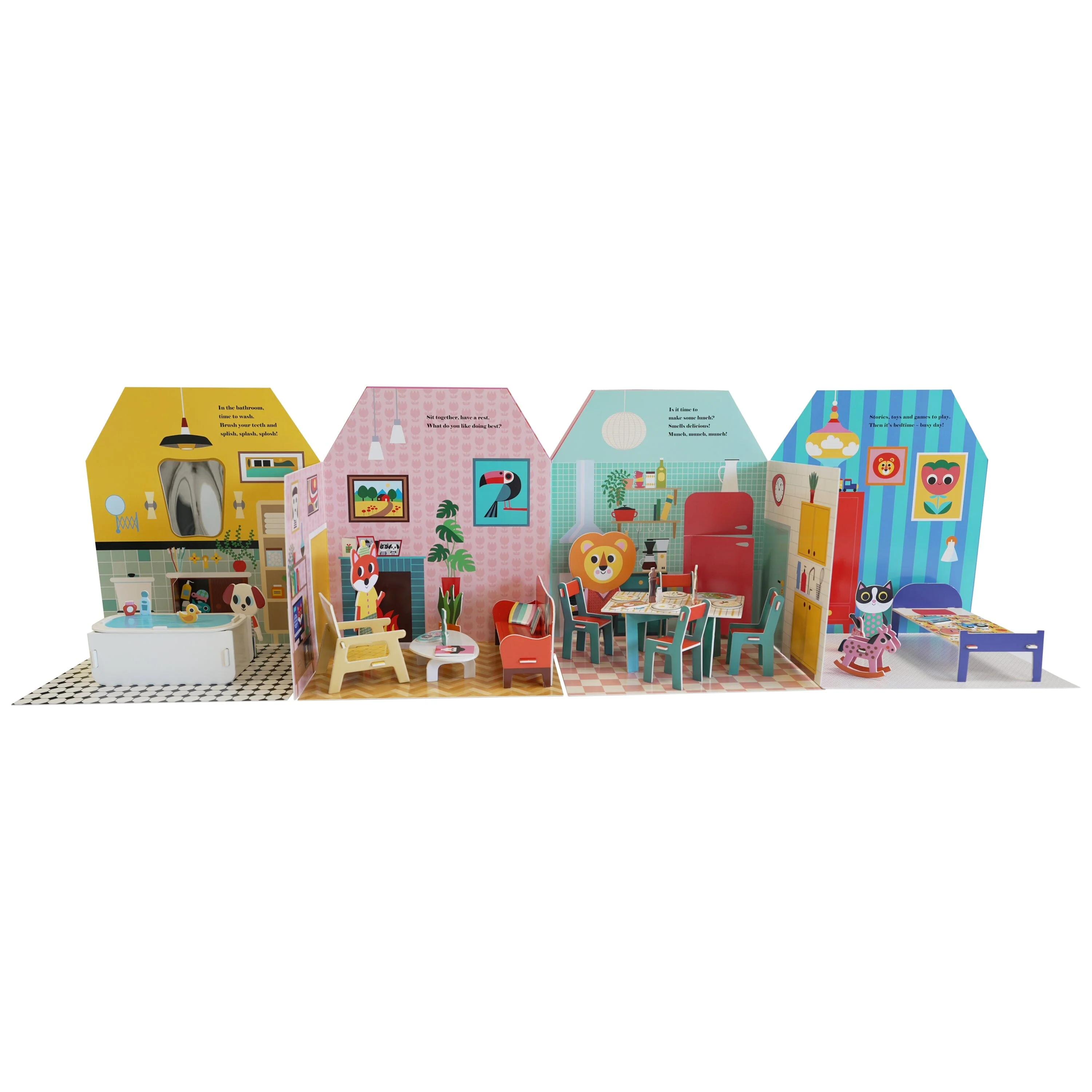 Fold-Out + Play: Doll's House: Build your own 3D house with interactive play pieces and stickers by Ingela P Arrhenius - Ages 4-7 - Board Book - Image 12