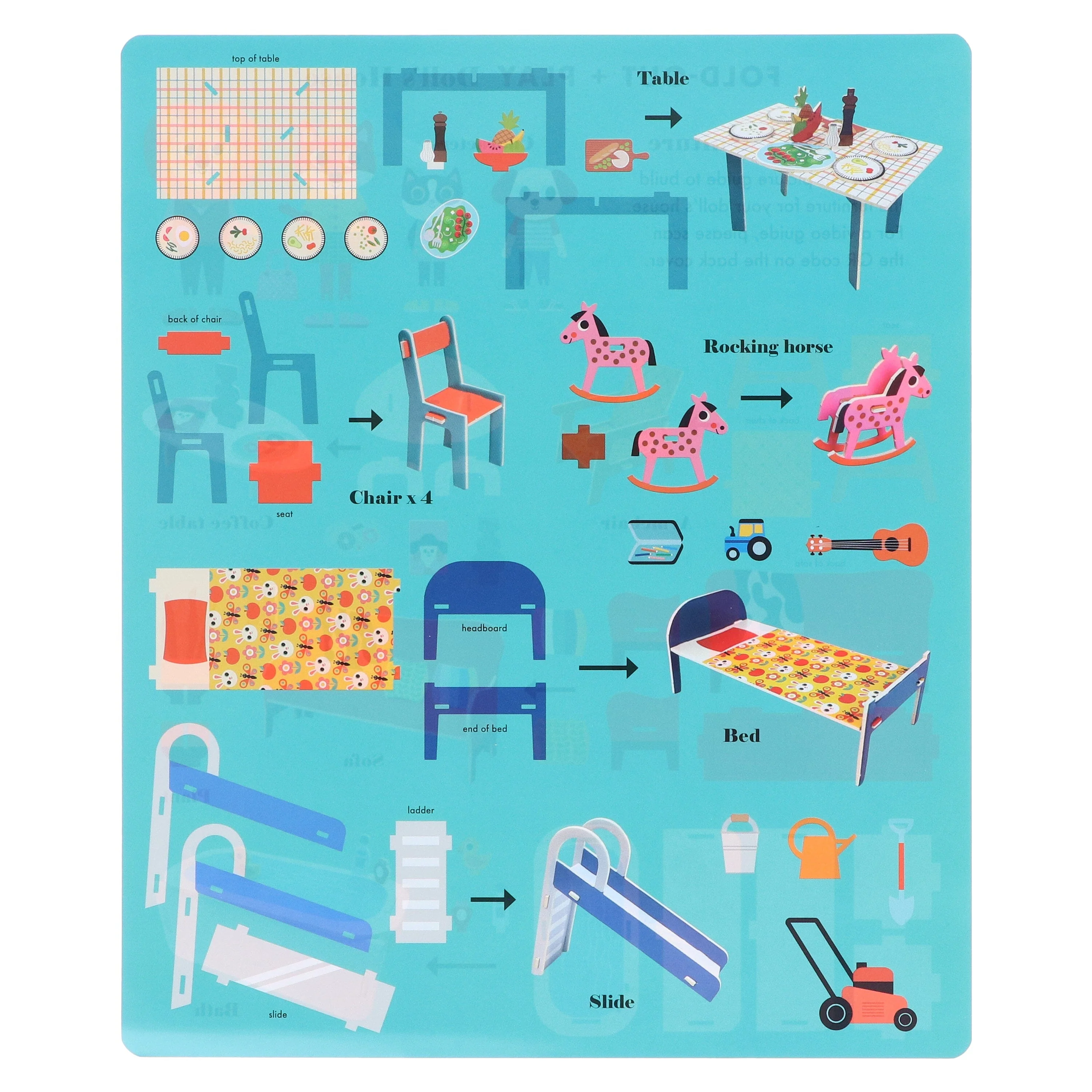 Fold-Out + Play: Doll's House: Build your own 3D house with interactive play pieces and stickers by Ingela P Arrhenius - Ages 4-7 - Board Book - Image 13