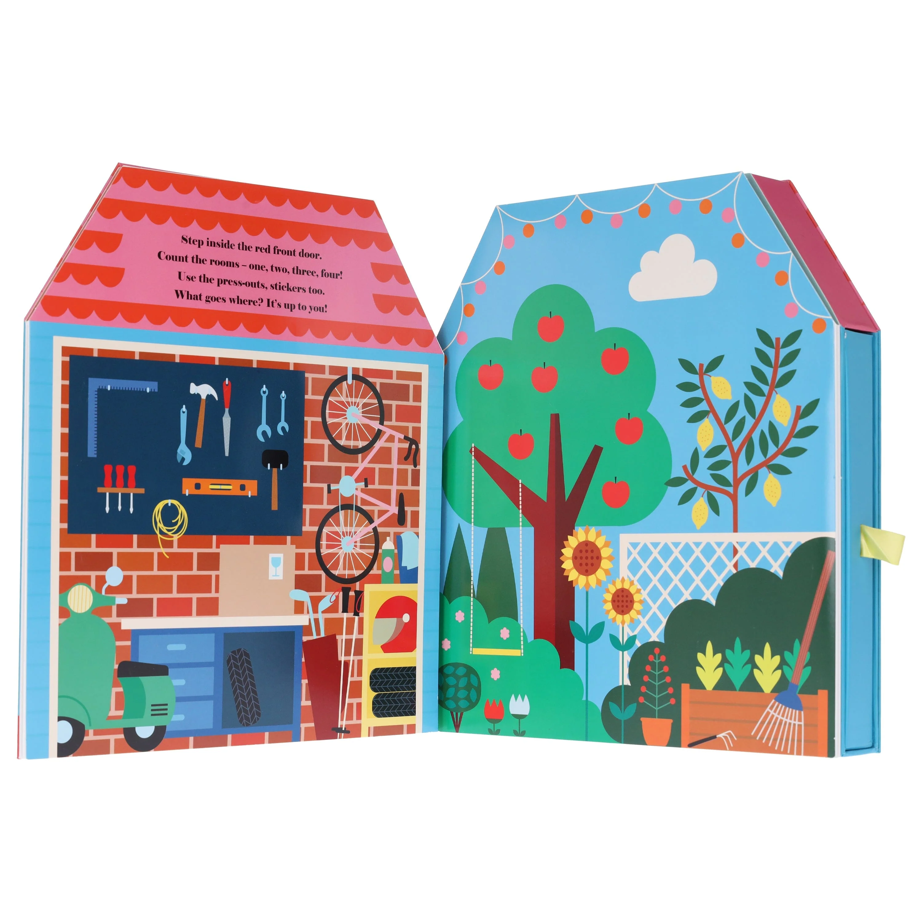 Fold-Out + Play: Doll's House: Build your own 3D house with interactive play pieces and stickers by Ingela P Arrhenius - Ages 4-7 - Board Book - Image 3