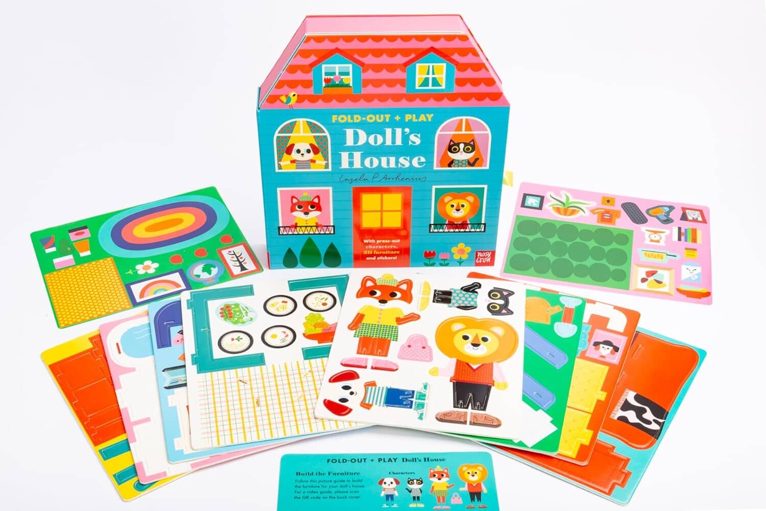 Fold-Out + Play: Doll's House: Build your own 3D house with interactive play pieces and stickers by Ingela P Arrhenius - Ages 4-7 - Board Book - Image 5