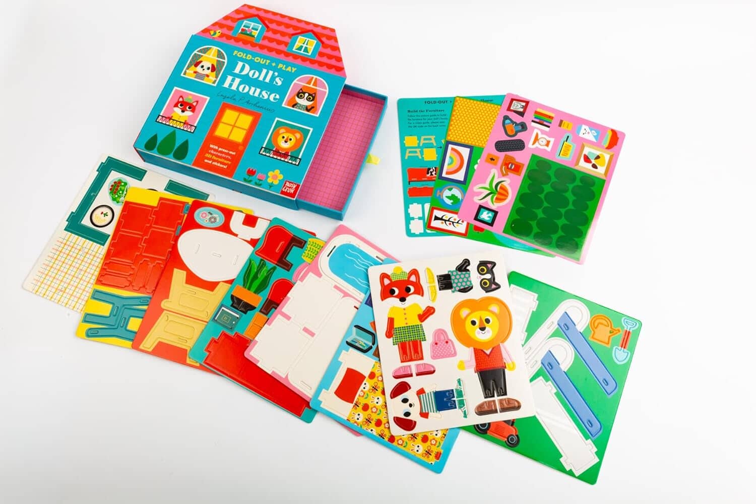 Fold-Out + Play: Doll's House: Build your own 3D house with interactive play pieces and stickers by Ingela P Arrhenius - Ages 4-7 - Board Book - Image 6