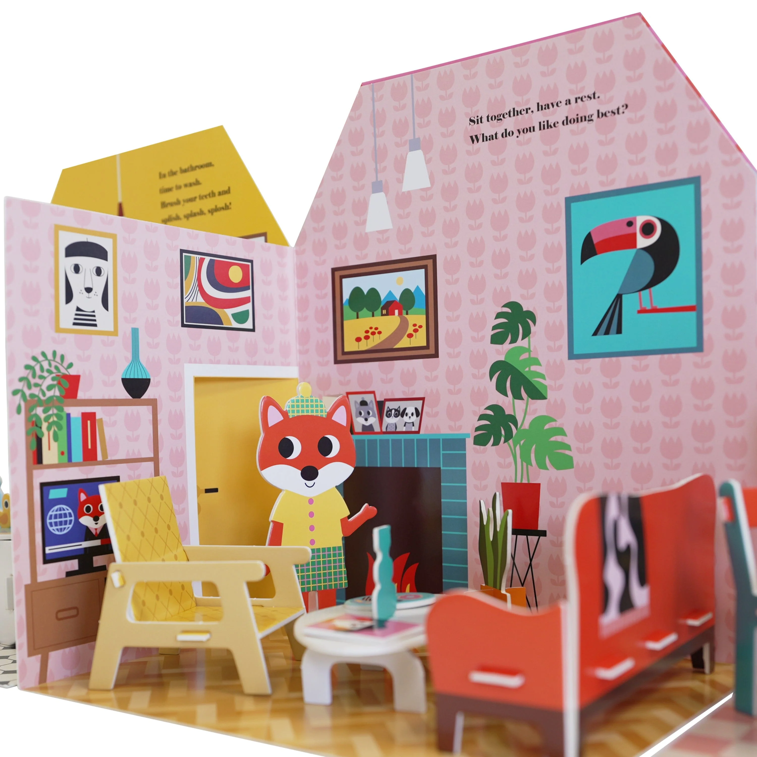 Fold-Out + Play: Doll's House: Build your own 3D house with interactive play pieces and stickers by Ingela P Arrhenius - Ages 4-7 - Board Book - Image 9