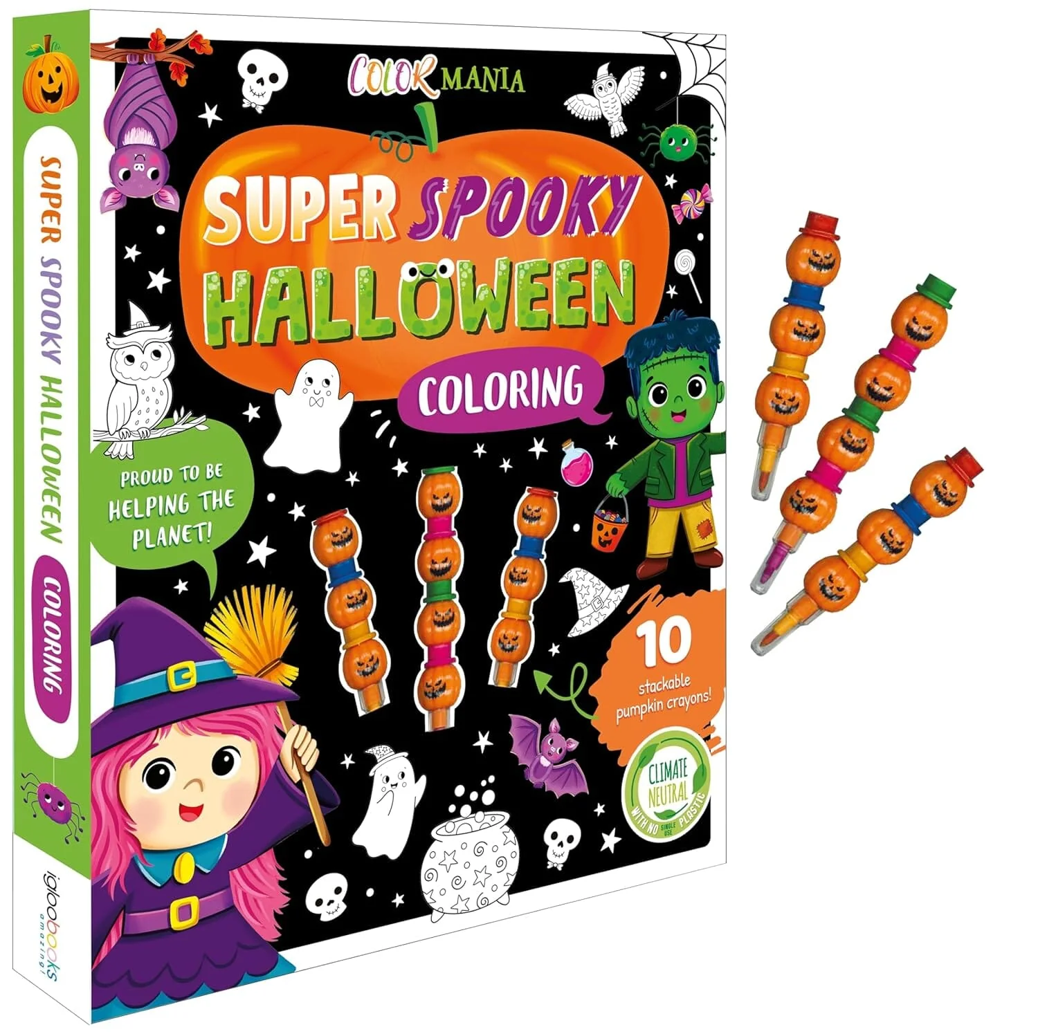Ghosts, Witches, Monsters Colouring Book With 10 Stackable Crayons! - Ages 3-6 - Paperback - Image 2