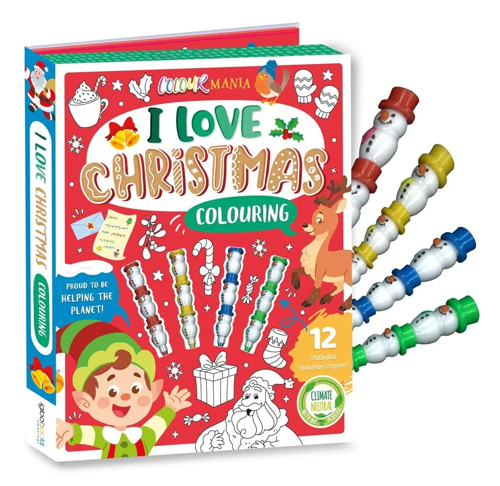 I Love Christmas Colouring Book With 12 Stackable Snowman Crayons! - Ages 3-6 - Paperback - Image 2