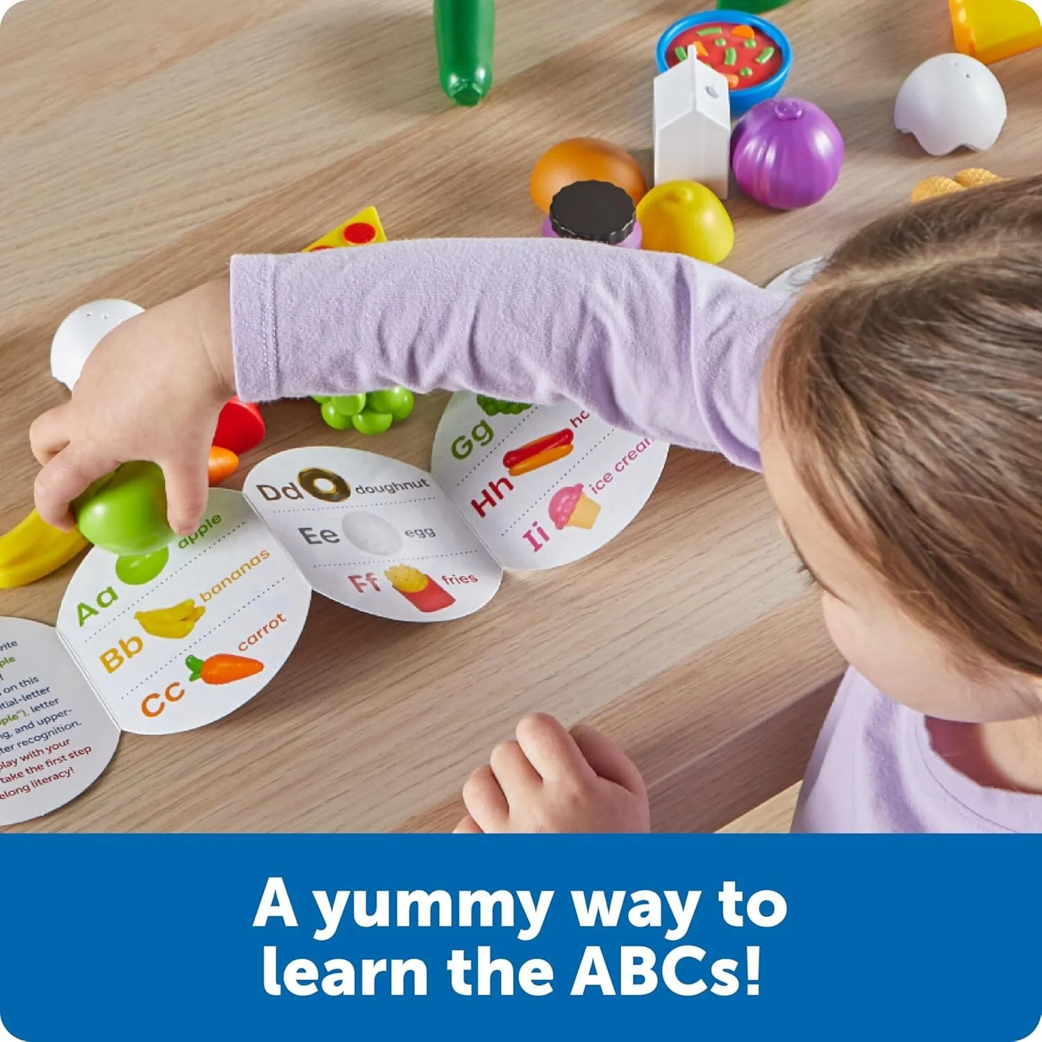 Learning Resources A to Z 26 Mini Alphabet Foods, Storage Bucket & Guide!: Play Kitchen, Pretend Play, Preschool Toys - Ages 3+ - Educational Toy - Image 3