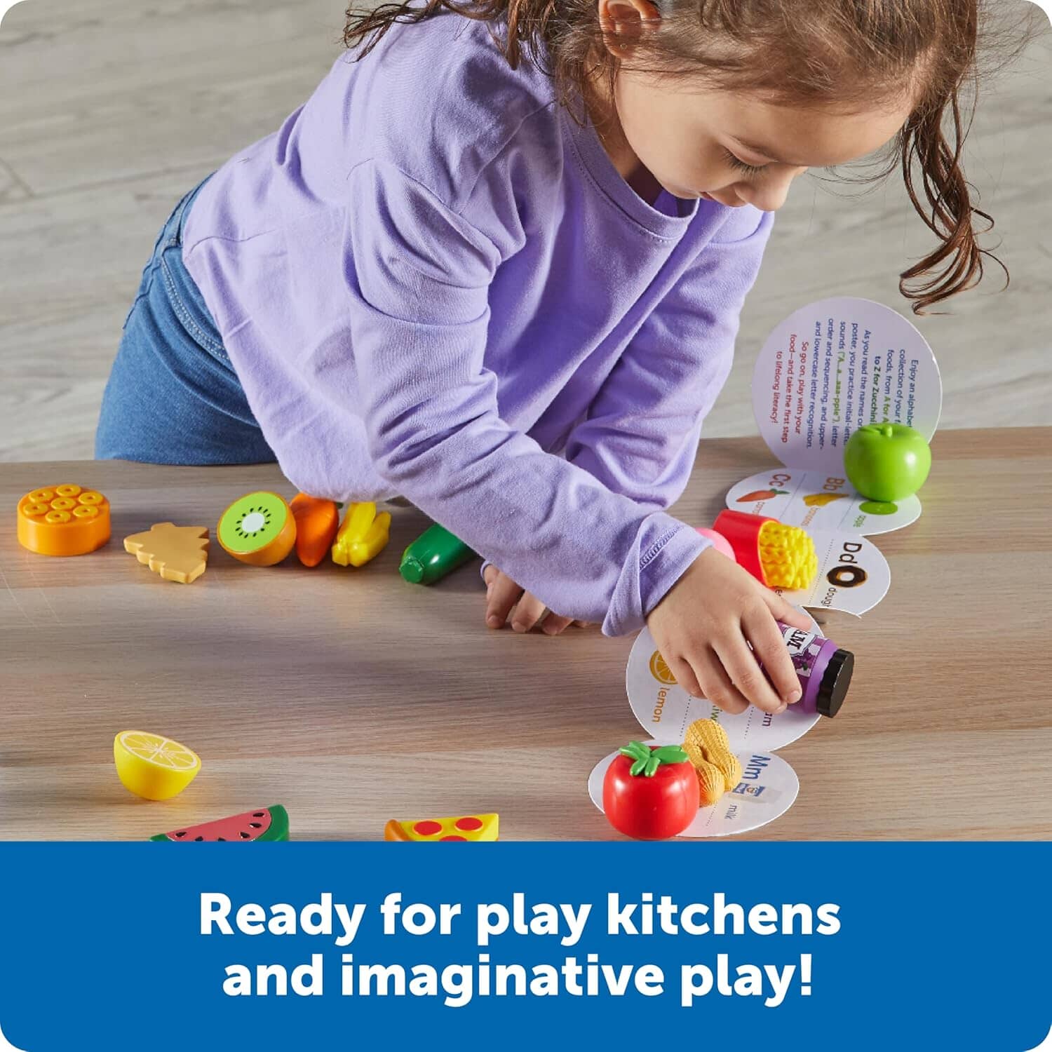 Learning Resources A to Z 26 Mini Alphabet Foods, Storage Bucket & Guide!: Play Kitchen, Pretend Play, Preschool Toys - Ages 3+ - Educational Toy - Image 4