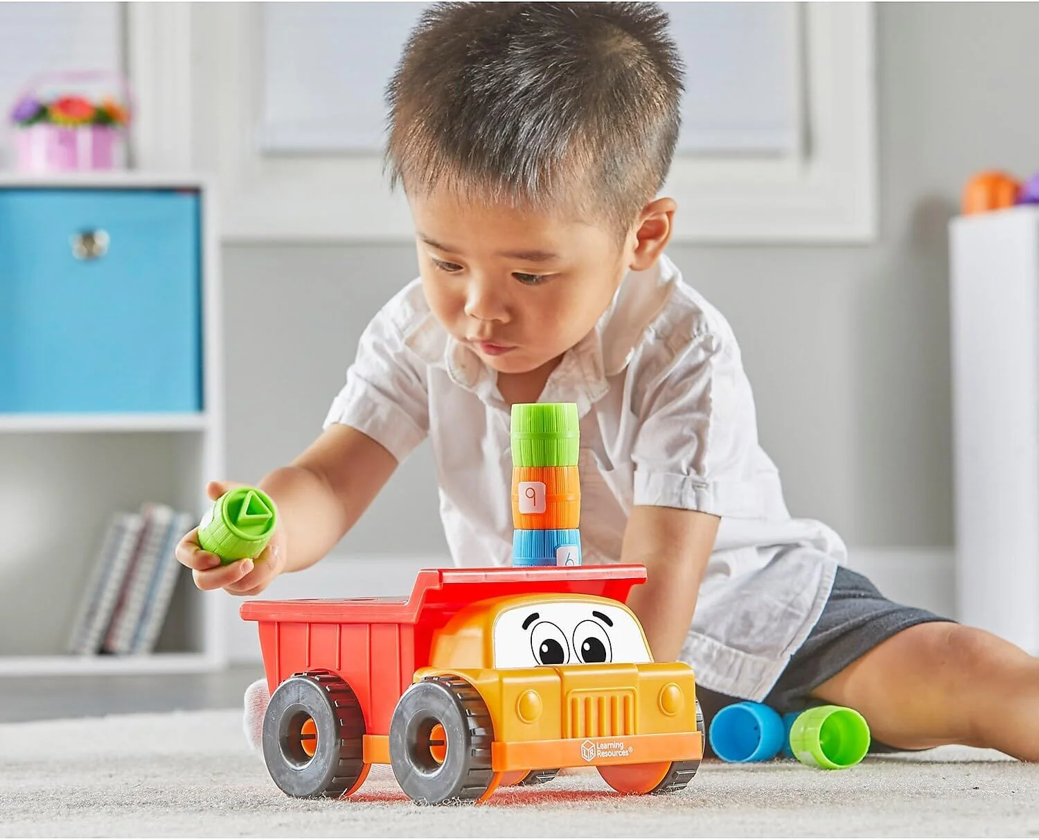 Learning Resources: Tony the Peg Stacker Dump Truck: 10 Pieces - Ages 18+ Months - Educational toy - Image 2