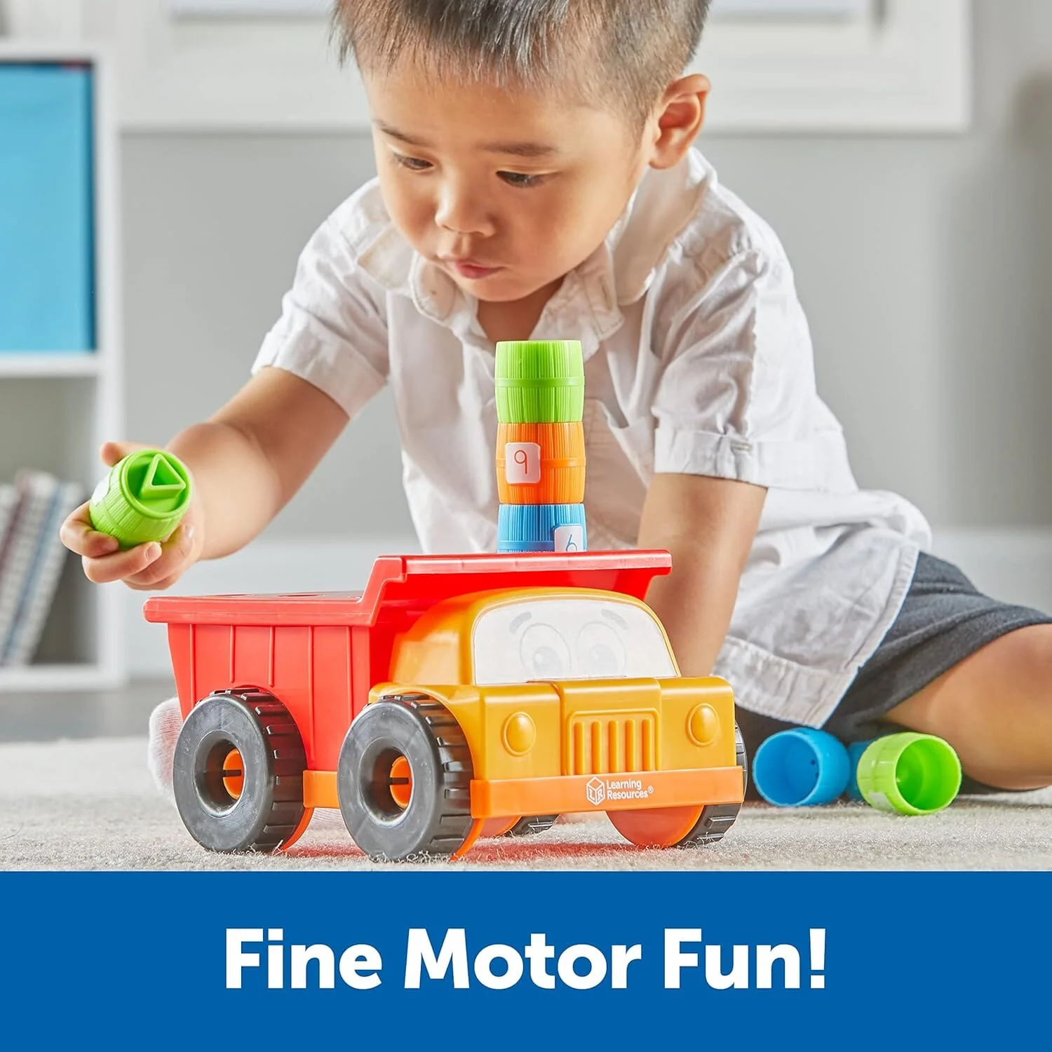 Learning Resources: Tony the Peg Stacker Dump Truck: 10 Pieces - Ages 18+ Months - Educational toy - Image 3