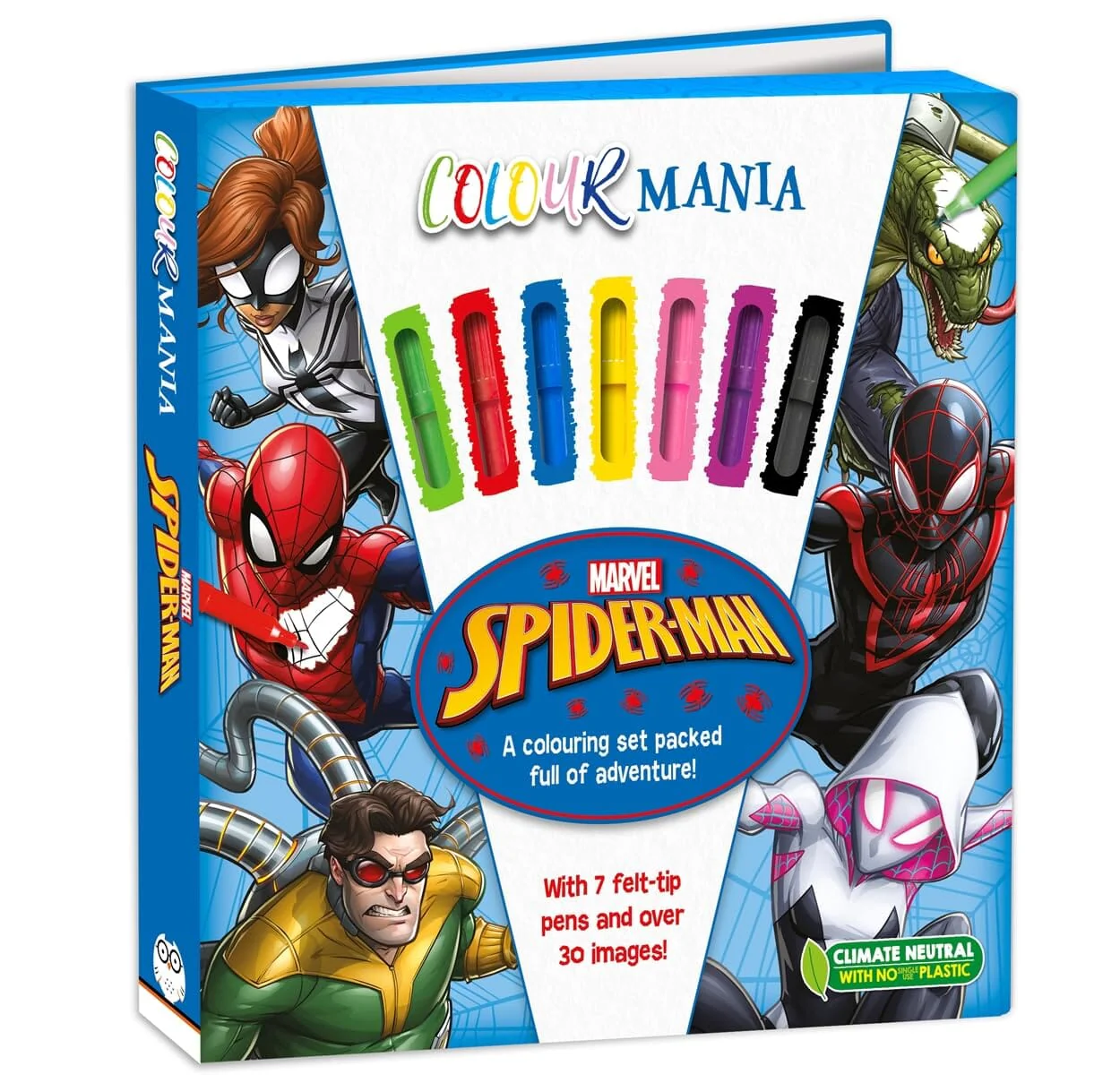 Marvel Spider-Man: Colourmania with 7 felt-tip pens and over 30 images! - Ages 7-11 - Paperback