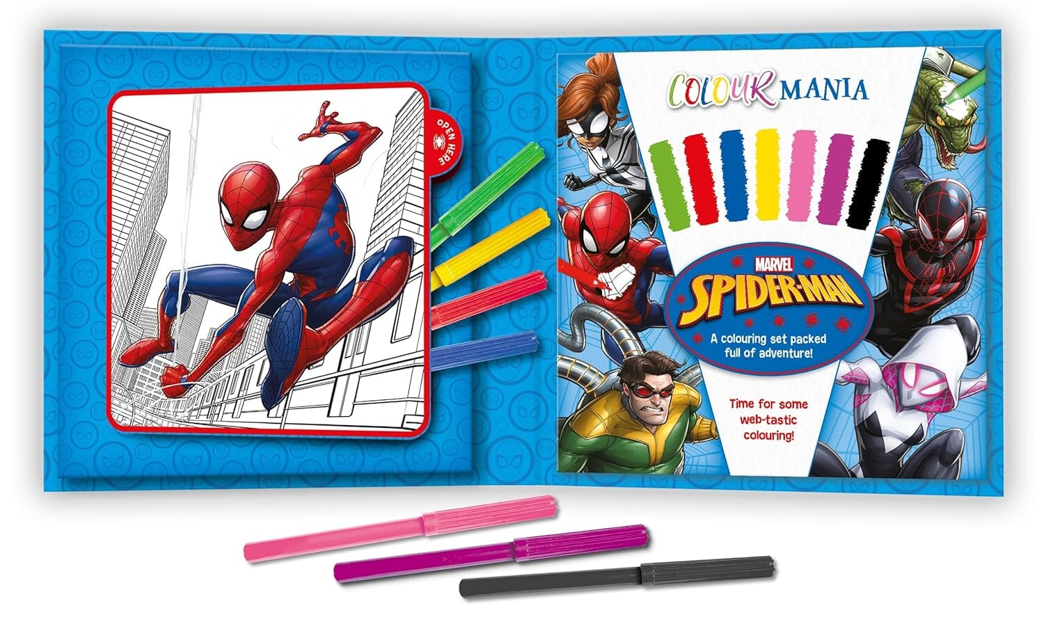 Marvel Spider-Man: Colourmania with 7 felt-tip pens and over 30 images! - Ages 7-11 - Paperback - Image 2