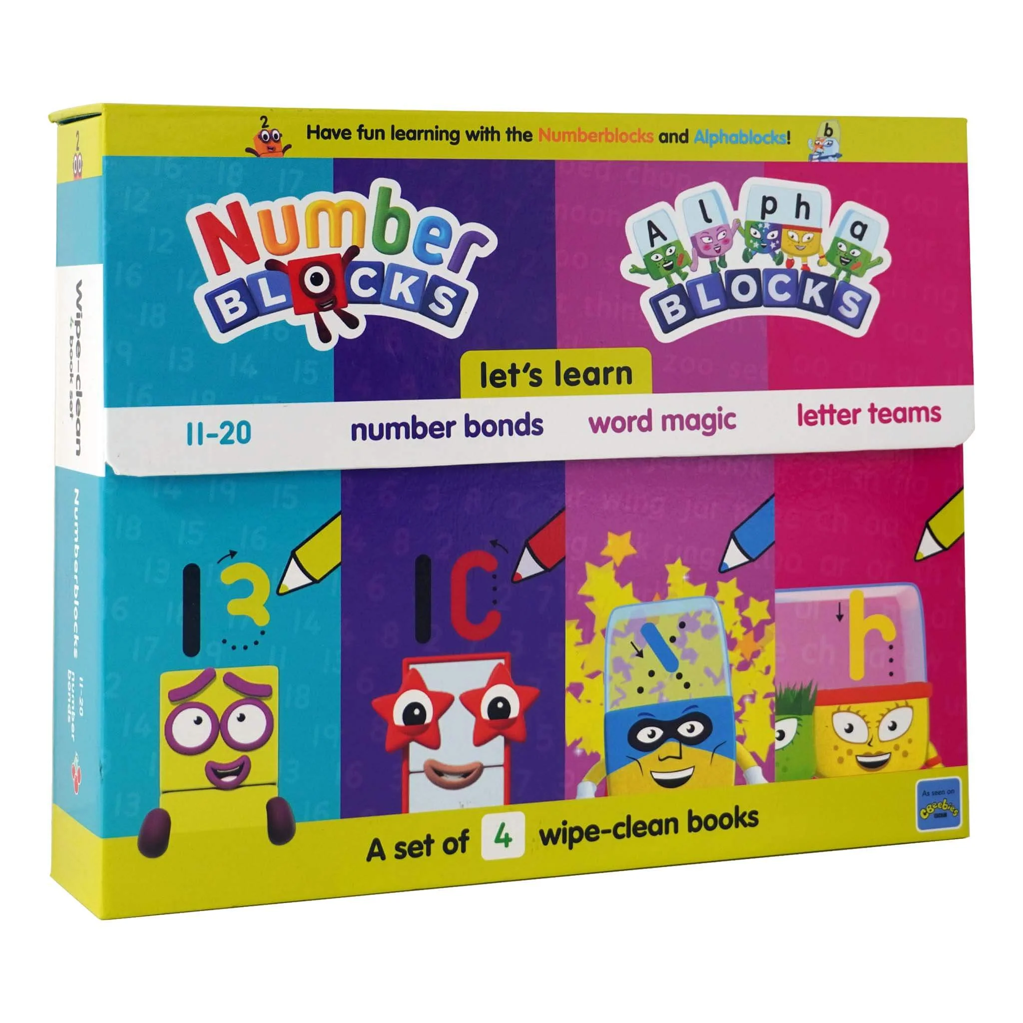 Numberblocks and Alphablocks: Numbers and Letters 4 Books Wipe-Clean & MathLink Cubes Numberblocks 11-20 Activity Set - Ages 3+ - Image 2