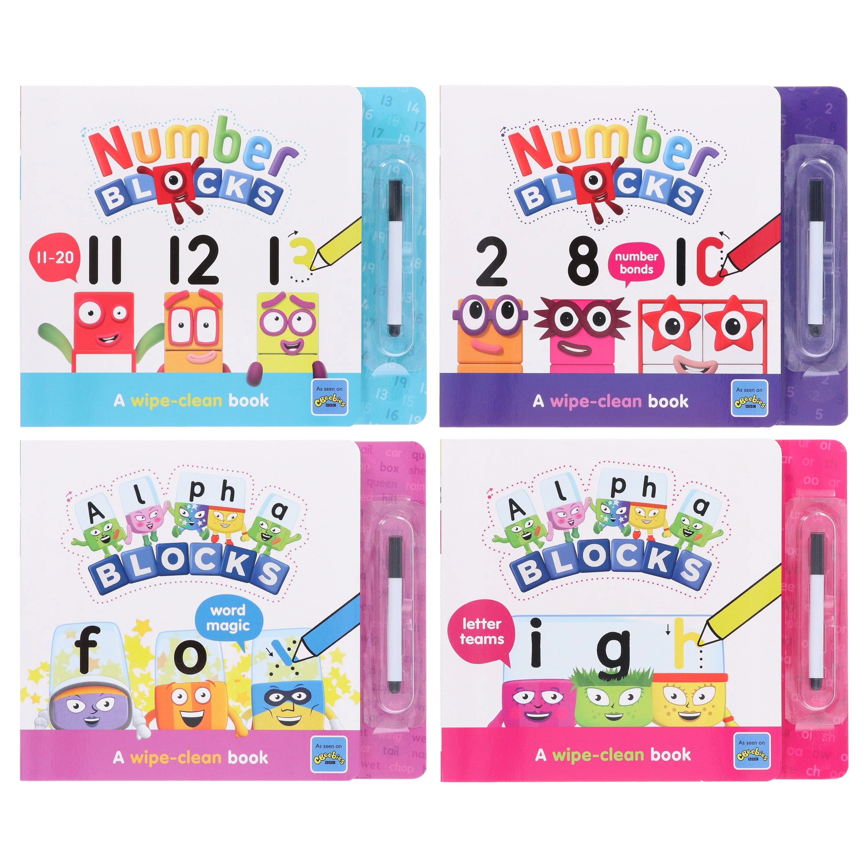 Numberblocks and Alphablocks: Numbers and Letters 4 Books Wipe-Clean & MathLink Cubes Numberblocks 11-20 Activity Set - Ages 3+ - Image 4