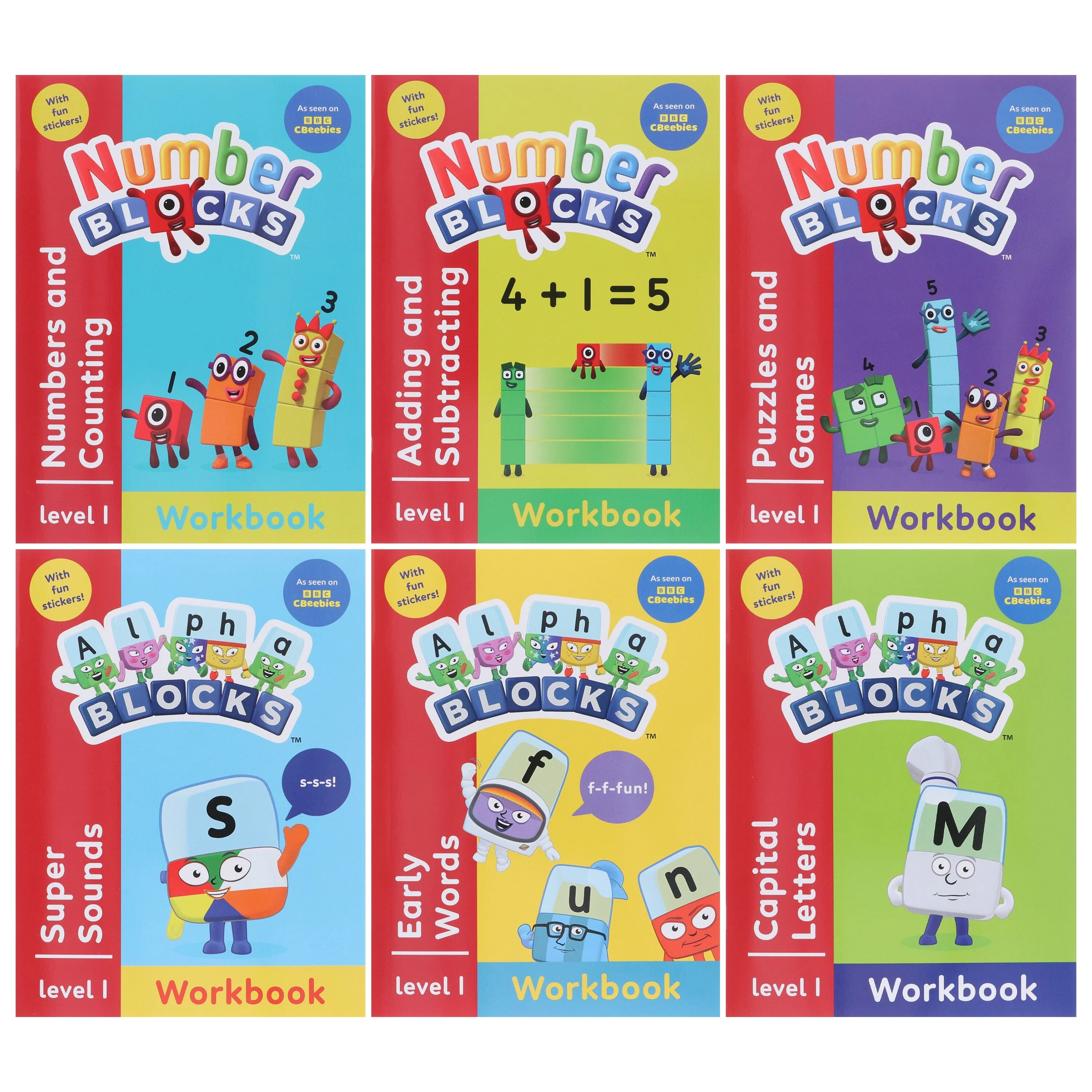 Numberblocks and Alphablocks Red Level 1 Collection 6 Workbooks Set With Fun Stickers - Ages 3-5 - Paperback - Image 2