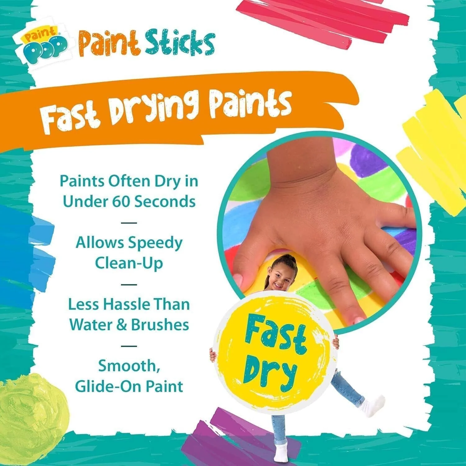 Paint Pop: Paint Sticks Paint away the mess-free way! 6 Paint Sticks Classic Colours - Ages 3+ - Image 3