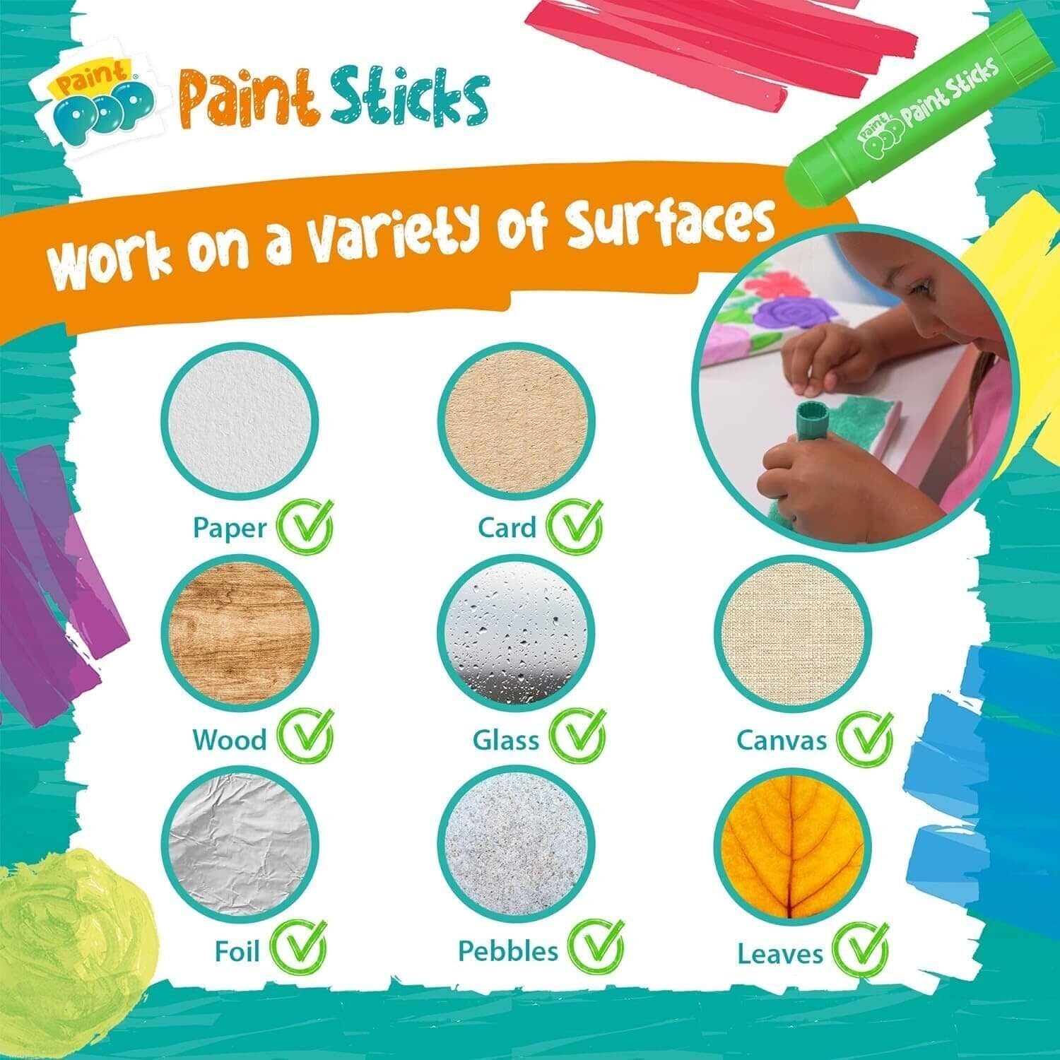 Paint Pop: Paint Sticks Paint away the mess-free way! 6 Paint Sticks Classic Colours - Ages 3+ - Image 7