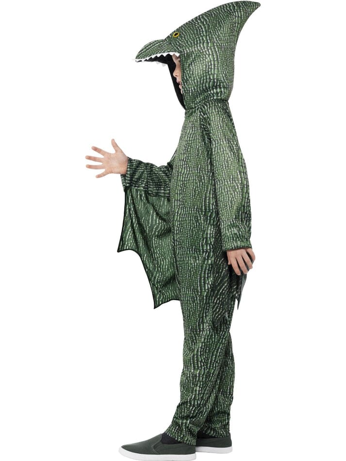 Smiffys Pterodactyl Dinosaur Costume, Green with Hooded Jumpsuit & Attached Wings, Children's Animal Fancy Dress, Animal Dress Up Costumes - Image 2