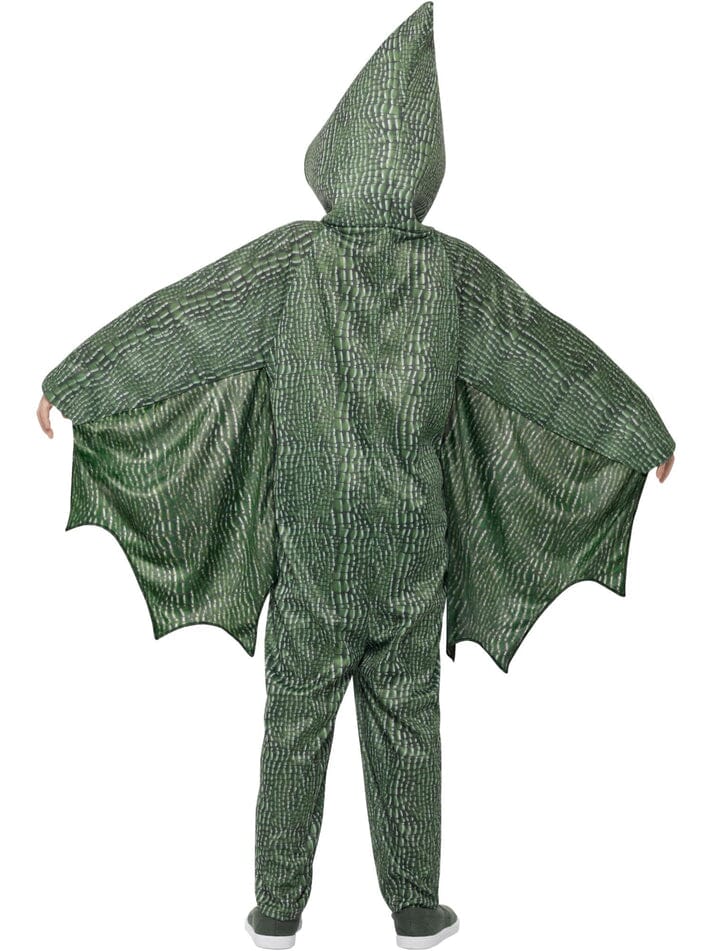 Smiffys Pterodactyl Dinosaur Costume, Green with Hooded Jumpsuit & Attached Wings, Children's Animal Fancy Dress, Animal Dress Up Costumes - Image 3