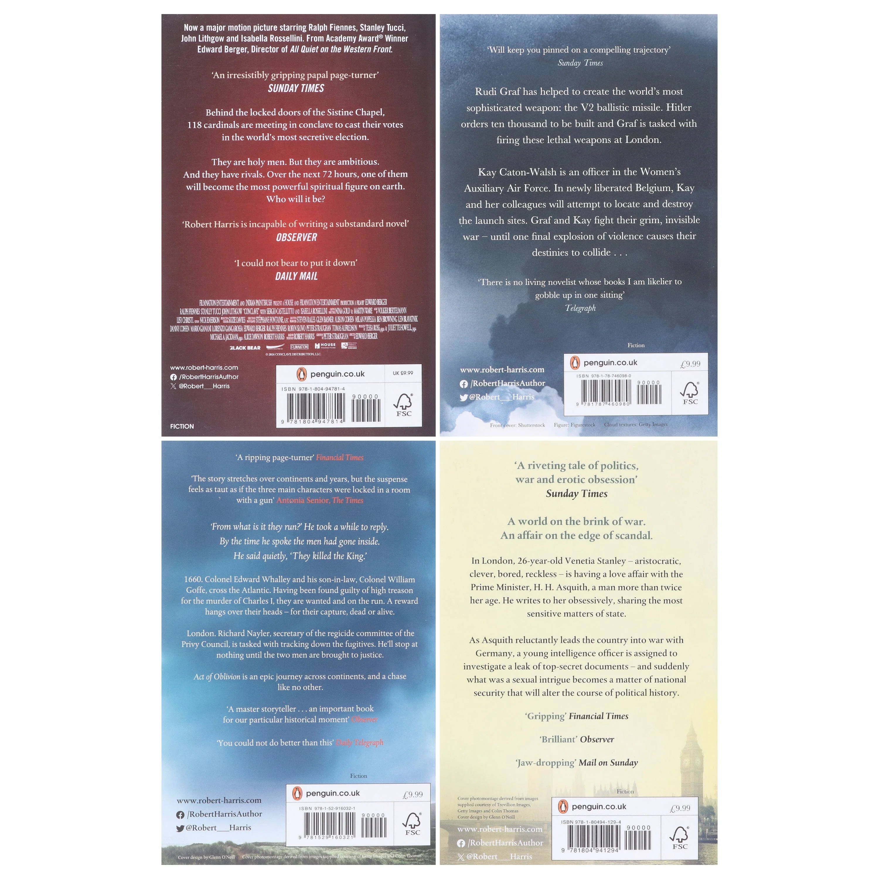 Robert Harris Collection (Conclave,V2, Act of Oblivion & Precipice) 4 Books Set - Fiction - Paperback - Image 3