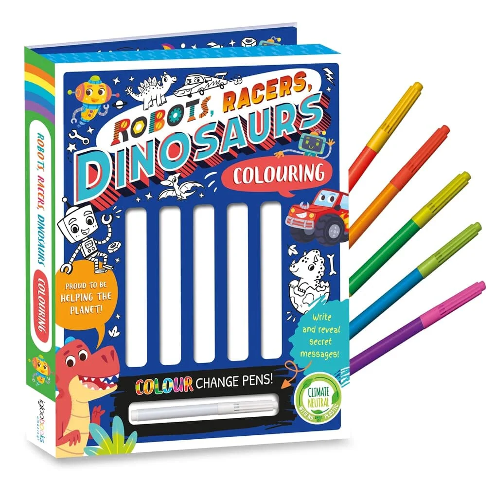 Robots, Racers, Dinosaurs Colouring Book With Pen Set by Igloo - Ages 3-6 - Paperback - Image 2