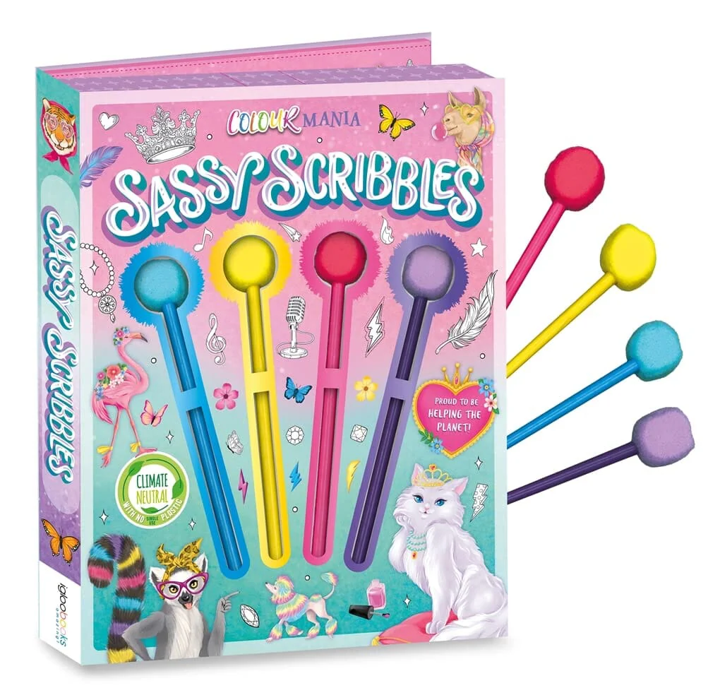 Sassy Scribbles Coloring Book: With 4 Pom-Pom Color Pencils - Ages 8-12 - Paperback - Image 2