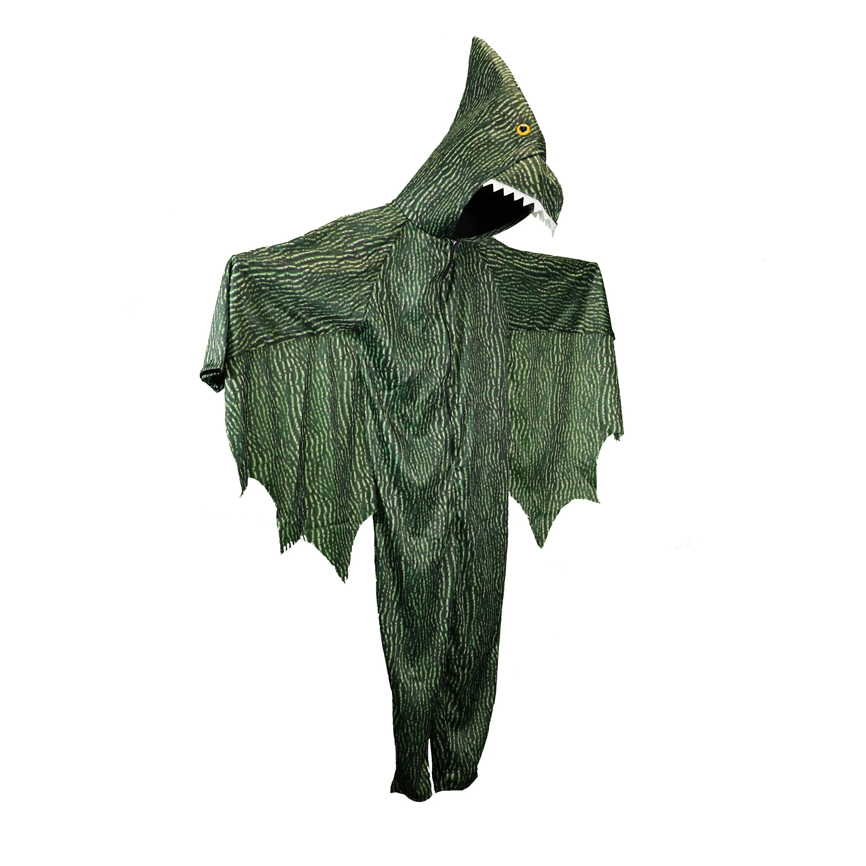 Smiffys Pterodactyl Dinosaur Costume, Green with Hooded Jumpsuit & Attached Wings, Children's Animal Fancy Dress, Animal Dress Up Costumes - Image 6