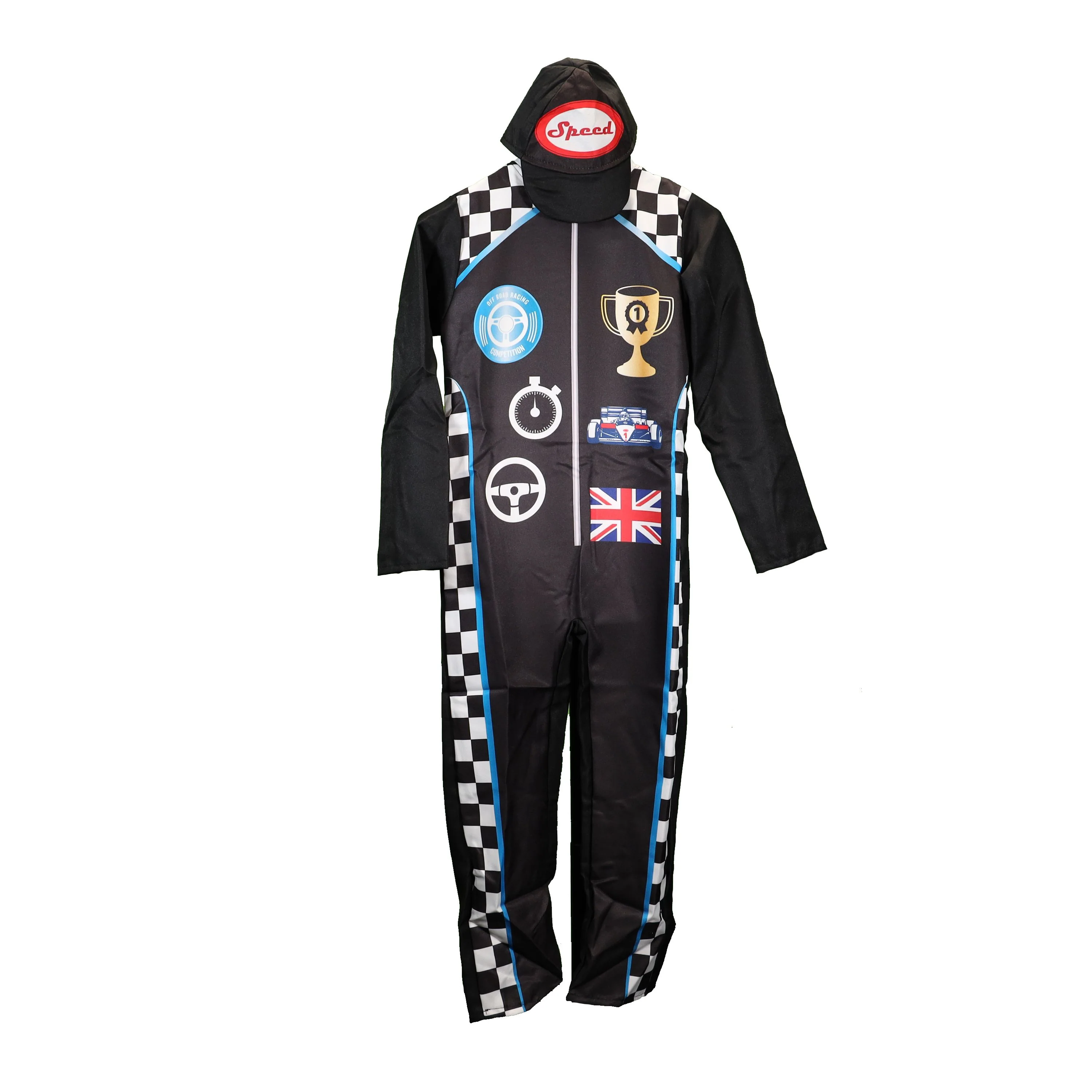 Smiffys Racing Driver Costume with Jumpsuit & Cap, Boys Fancy Dress, Child Dress Up Costumes - Image 4