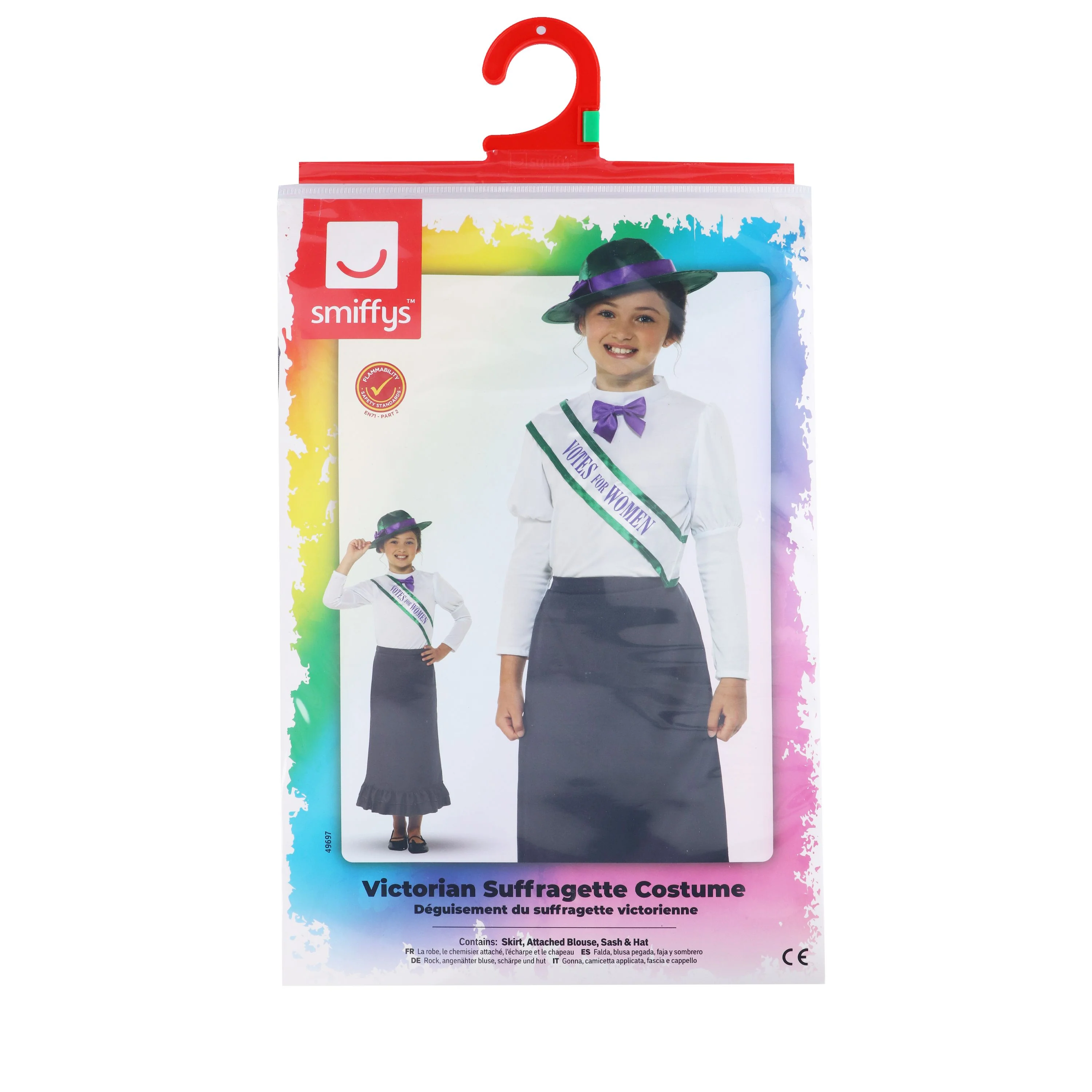 Smiffys Victorian Suffragette Costume, Grey with Skirt, Attached Blouse, Sash & Hat, Girls Fancy Dress, Child Dress Up Costumes - Image 7