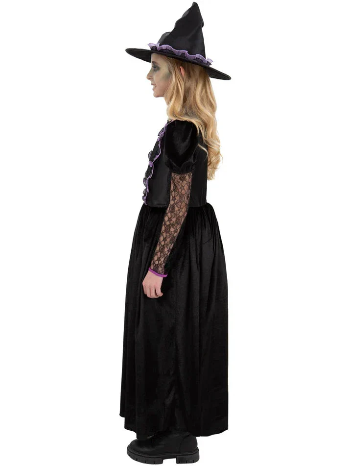 Smiffys Witch from the West Costume with Dress and Hat Kid’s Black Gothic Witch Fancy Dress Outfit - Image 3
