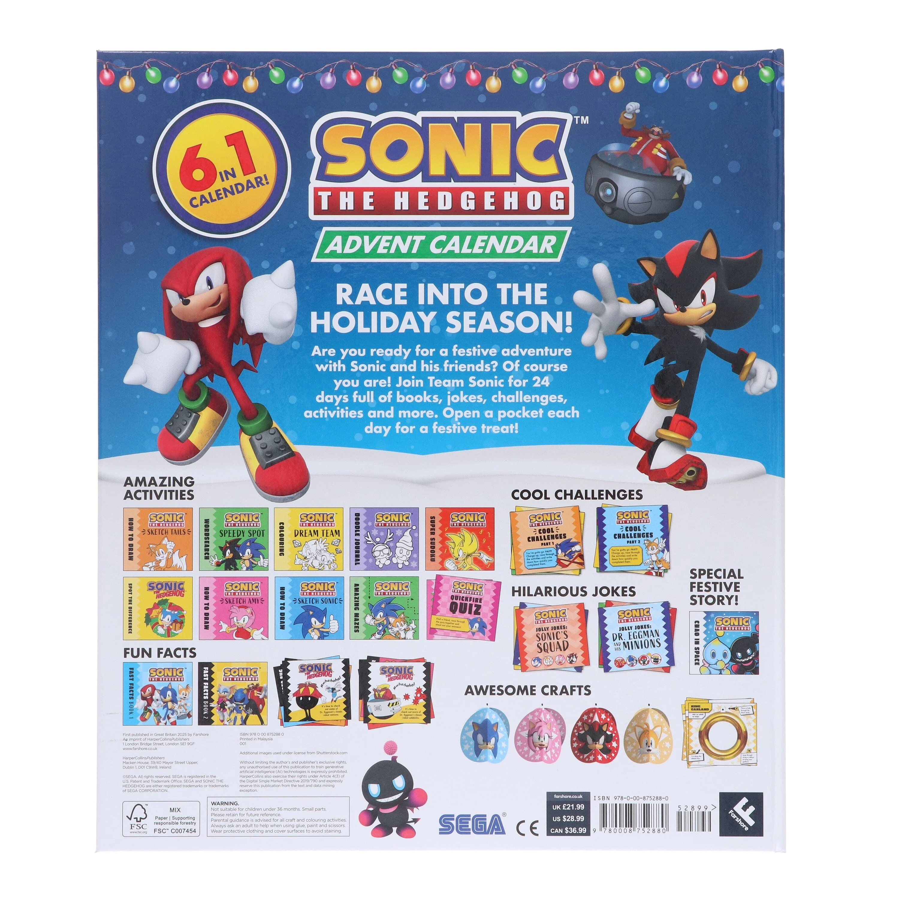 Sonic The Hedgehog Advent Calendar: 24 Days of Activities, Jokes And More! - Ages 5-10 - Hardback - Image 3