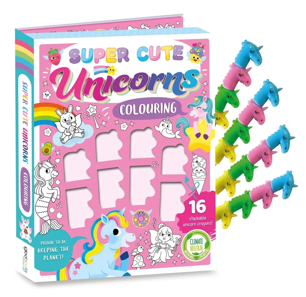 Super Cute Unicorns Colouring Book With 16 Stackable Unicorn Crayons! - Ages 3-6 - Paperback - Image 2