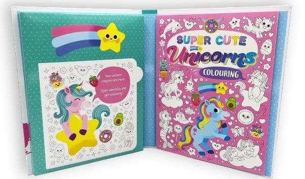 Super Cute Unicorns Colouring Book With 16 Stackable Unicorn Crayons! - Ages 3-6 - Paperback - Image 3
