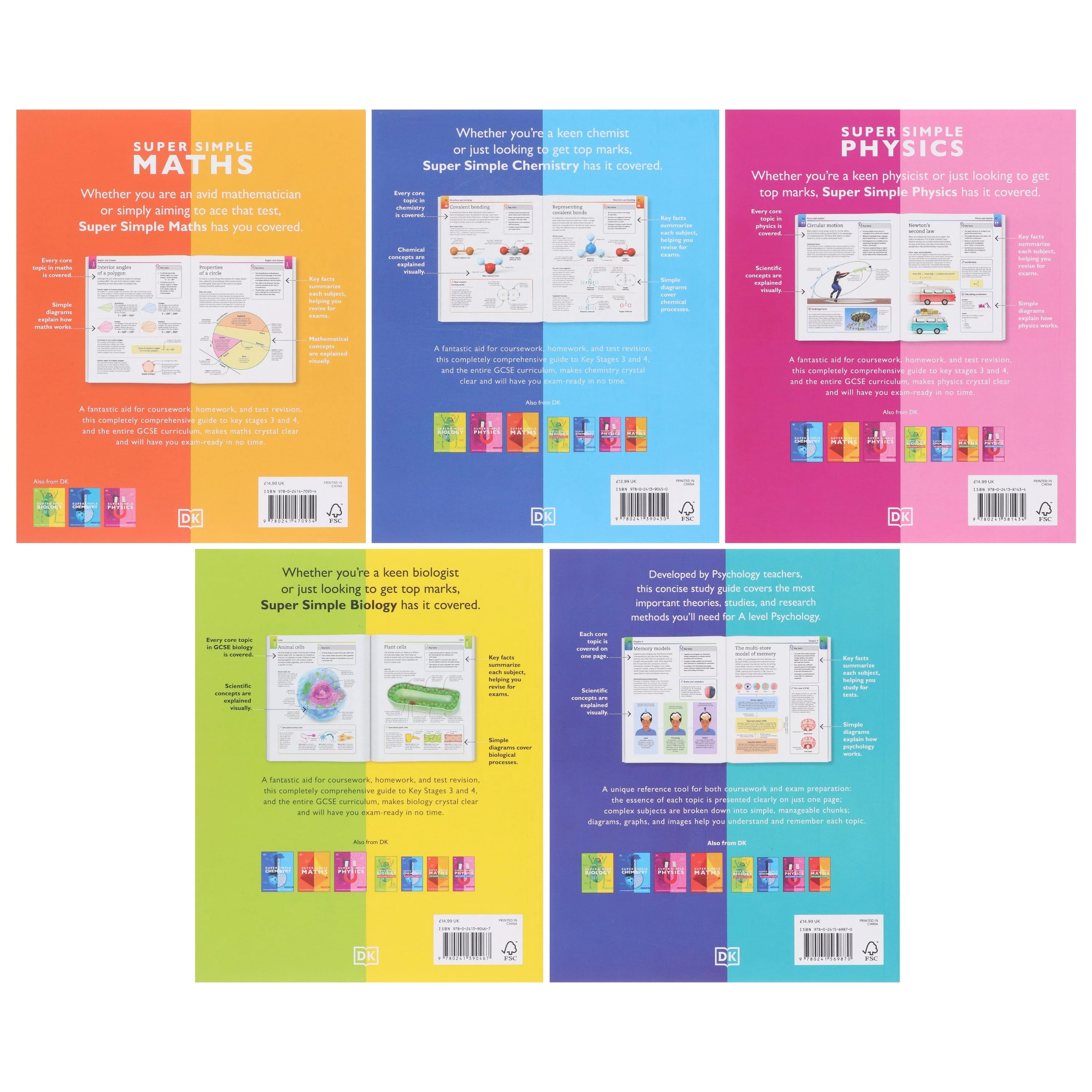 Super Simple: Maths, Chemistry, Physics, Biology & Psychology The Ultimate Bitesize Study Guide 5 Books Collection Set - Non Fiction - Paperback - Image 3