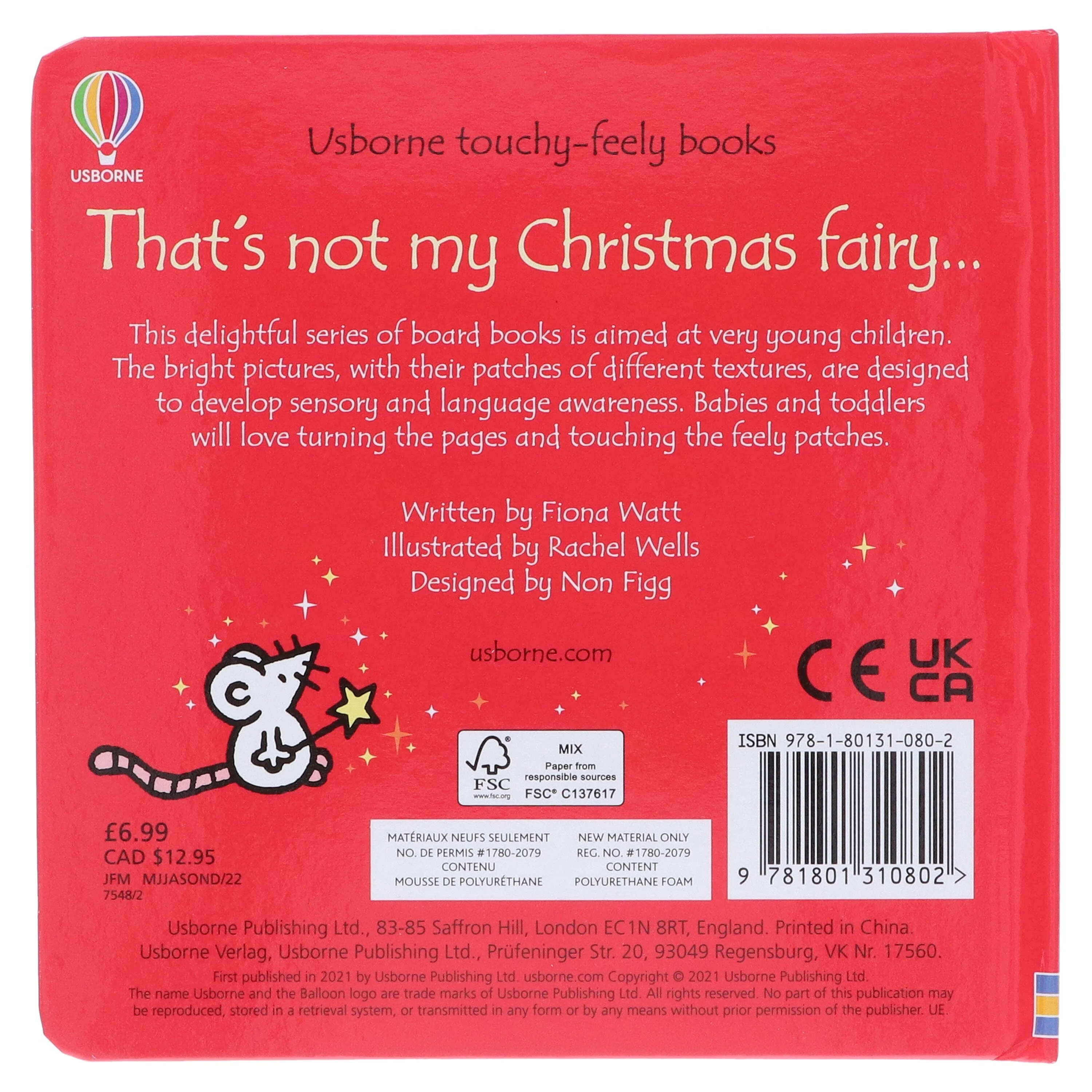 That's Not My Christmas Fairy by Fiona Watt (Usborne Touchy-Feely Books) - Ages 0-2 - Sprayed Edges Board Book - Image 3