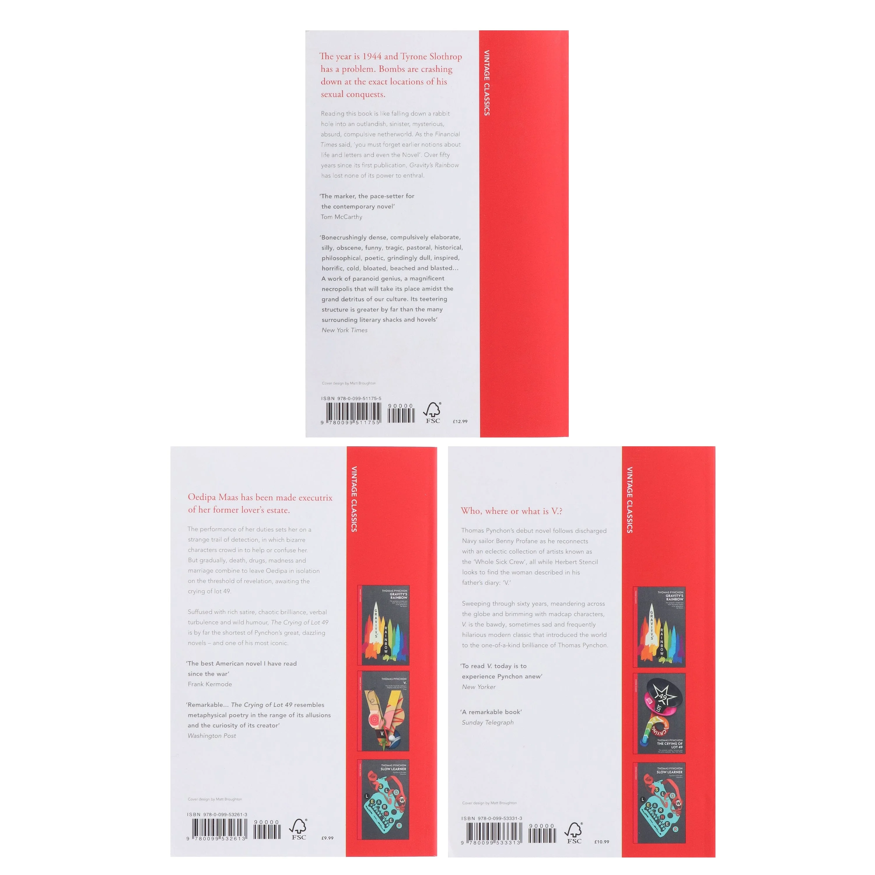 Thomas Pynchon Novels (V, The Crying of Lot 49 & Gravity's Rainbow) 3 Books Collection Set - Fiction - Paperback - Image 3
